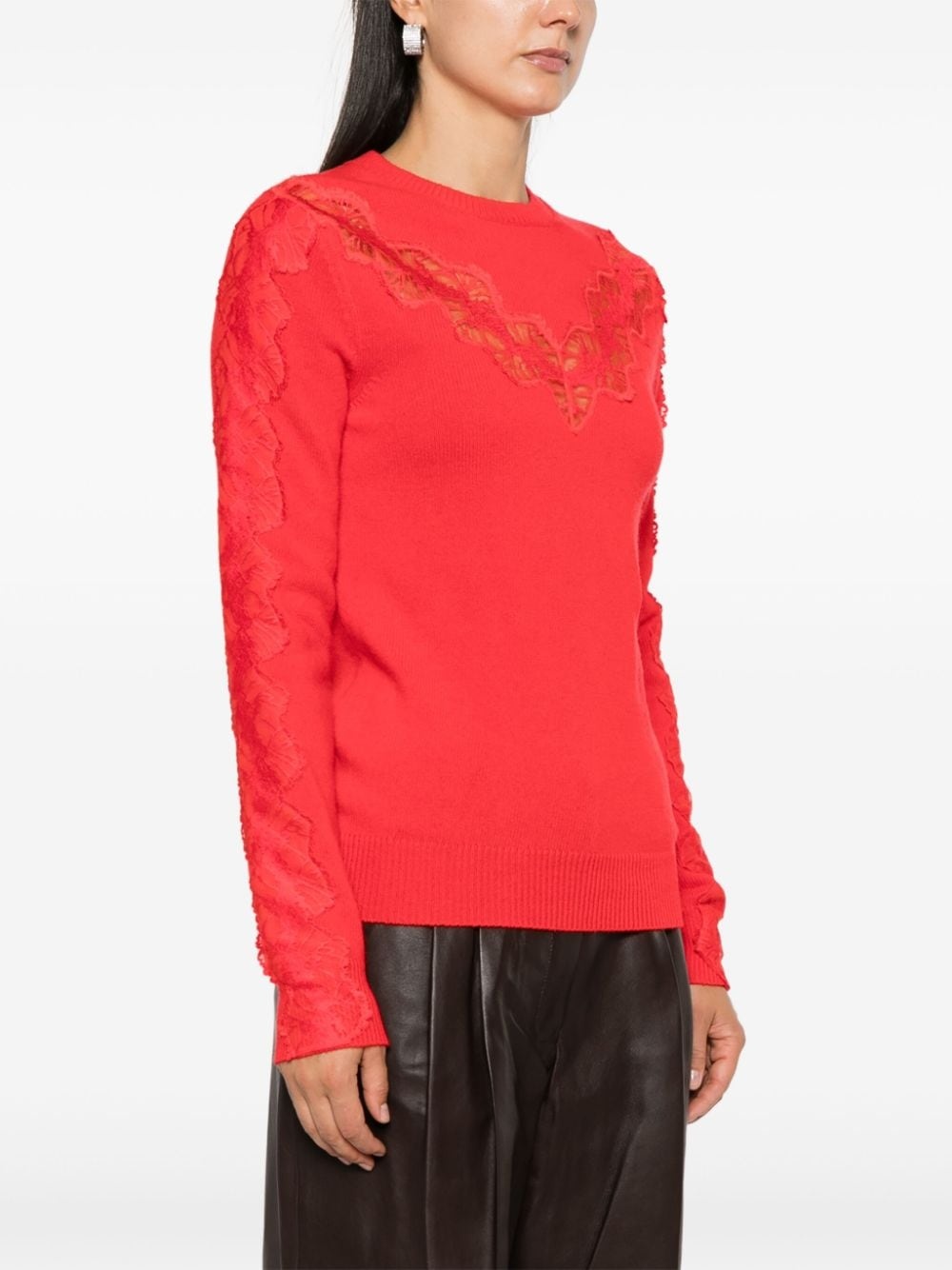 lace-detailed sweater - 3