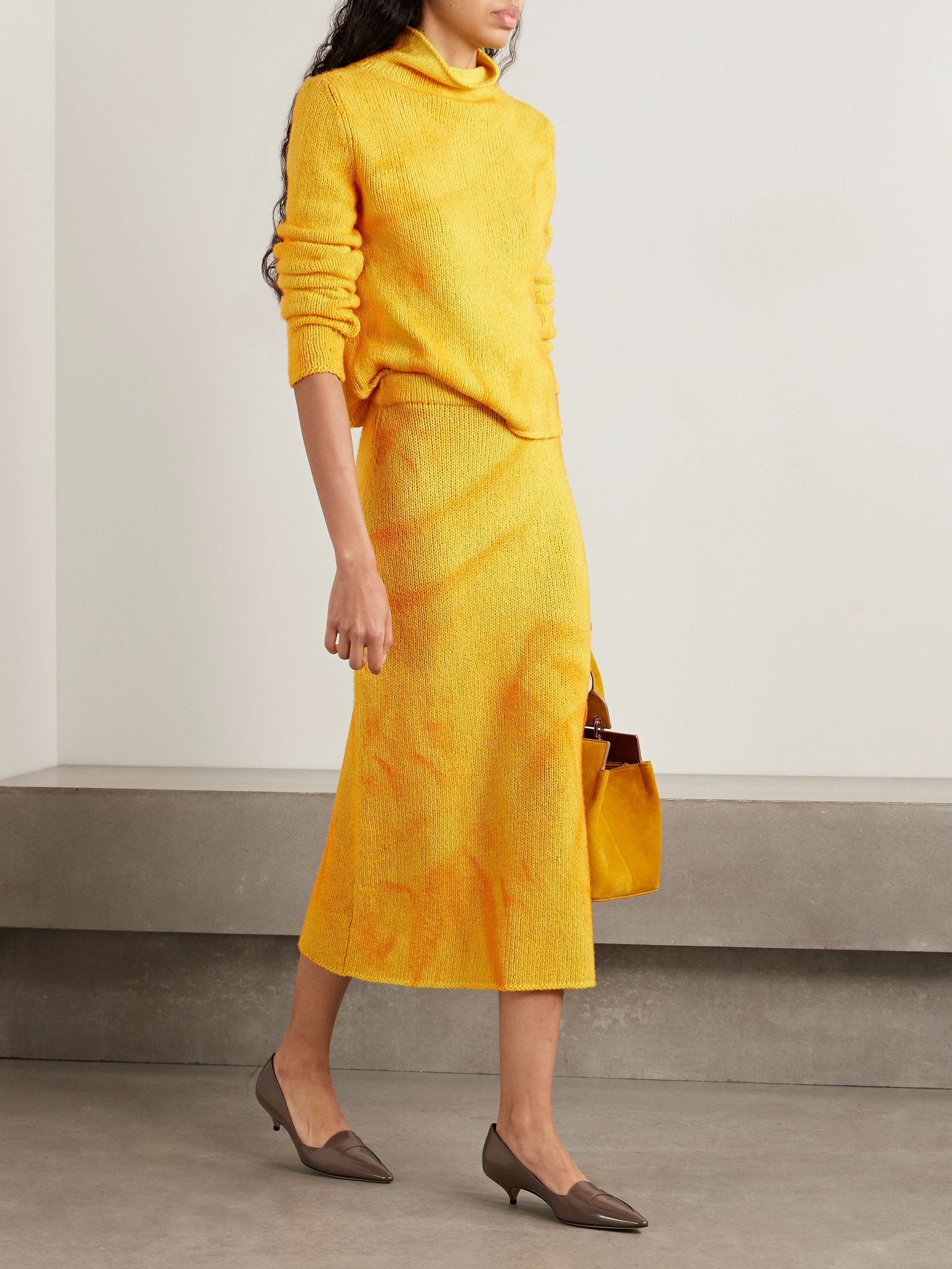 Daina tie-dyed cashmere turtleneck sweater Yellow - 2