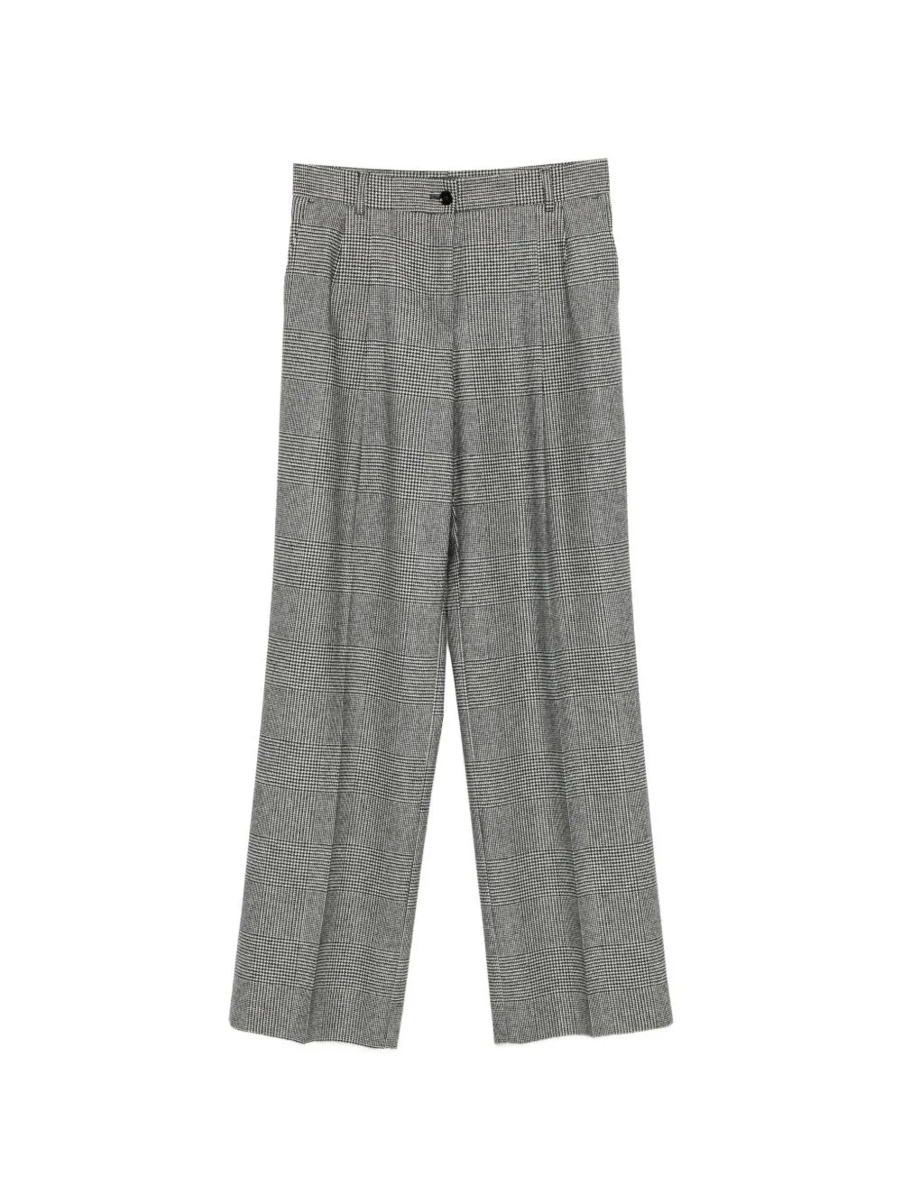 check-pattern pleated trousers - 1