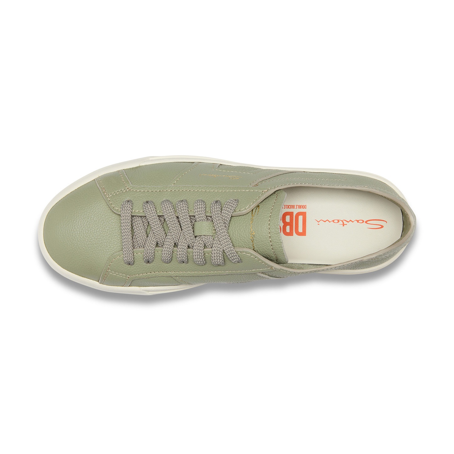Men's light green tumbled leather Double Buckle Sneaker - 5