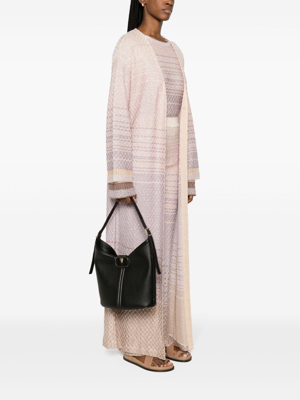 VLogo leather shoulder bag - 2