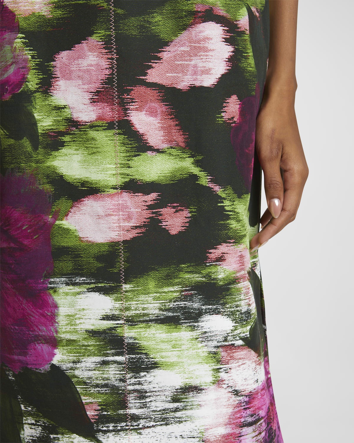 Abstract Floral Midi Pencil Dress - 5