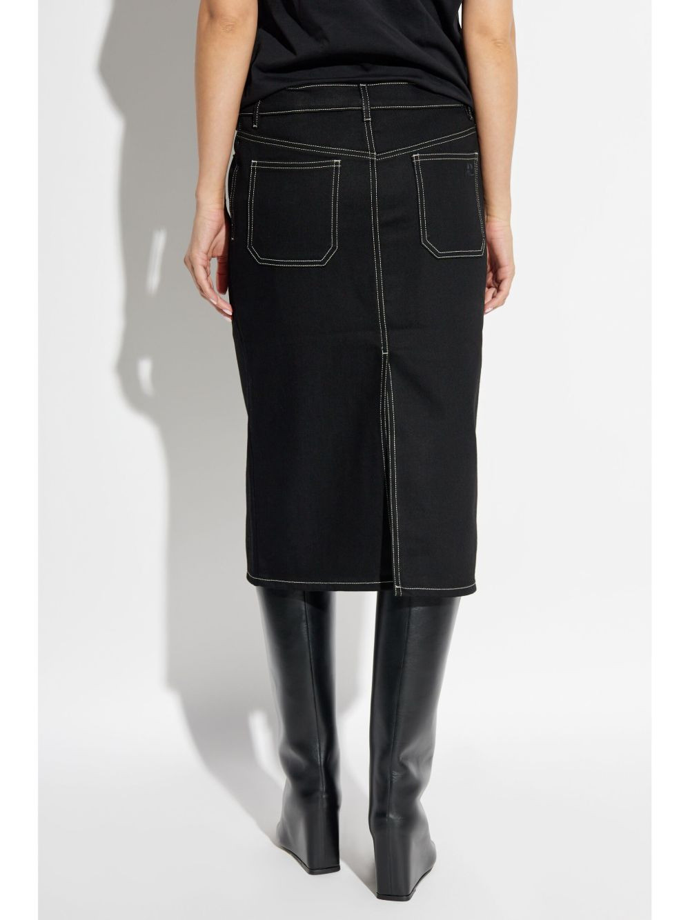 denim straight skirt - 4
