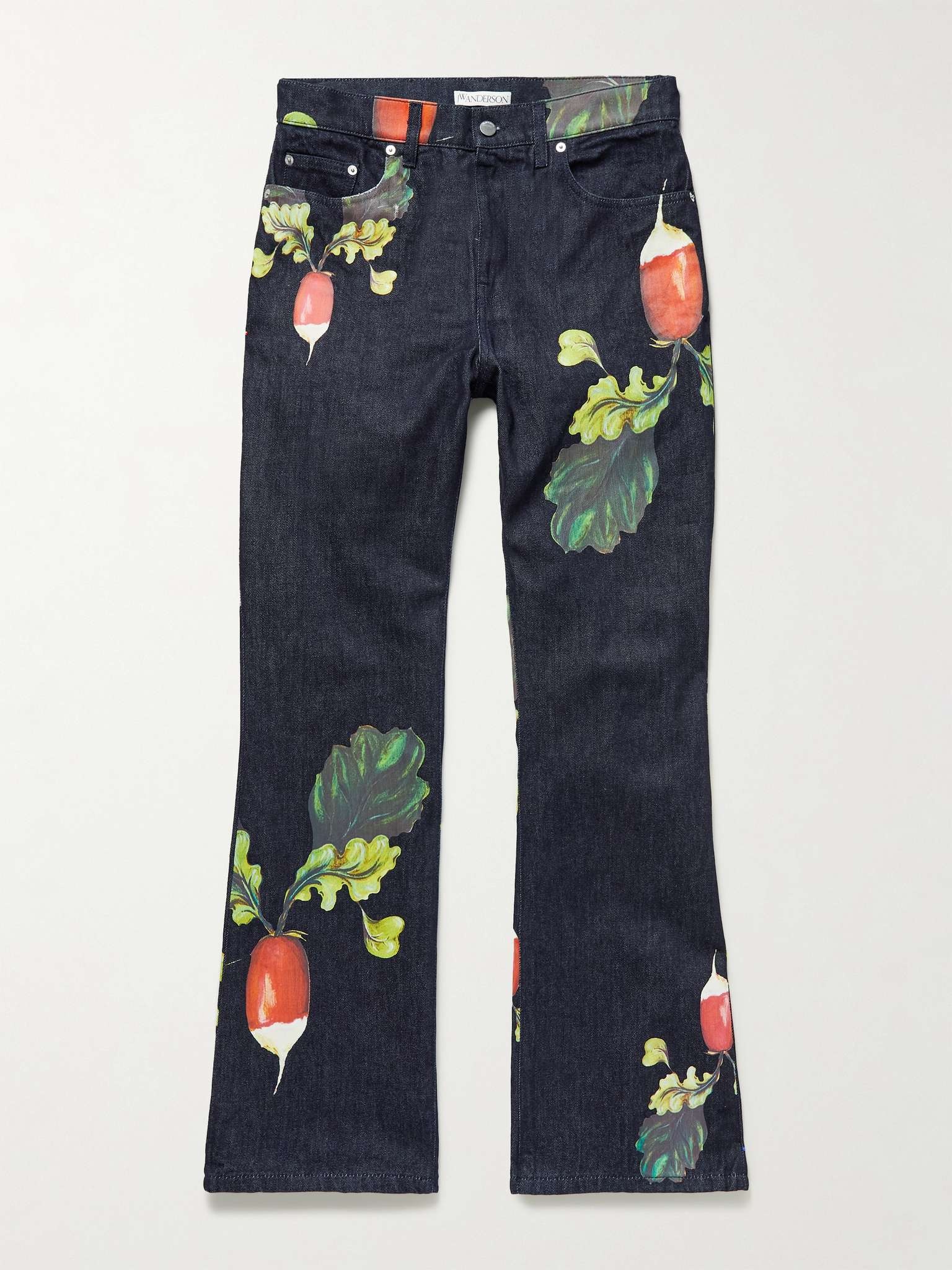 Flared Logo-Embroidered Printed Jeans - 1