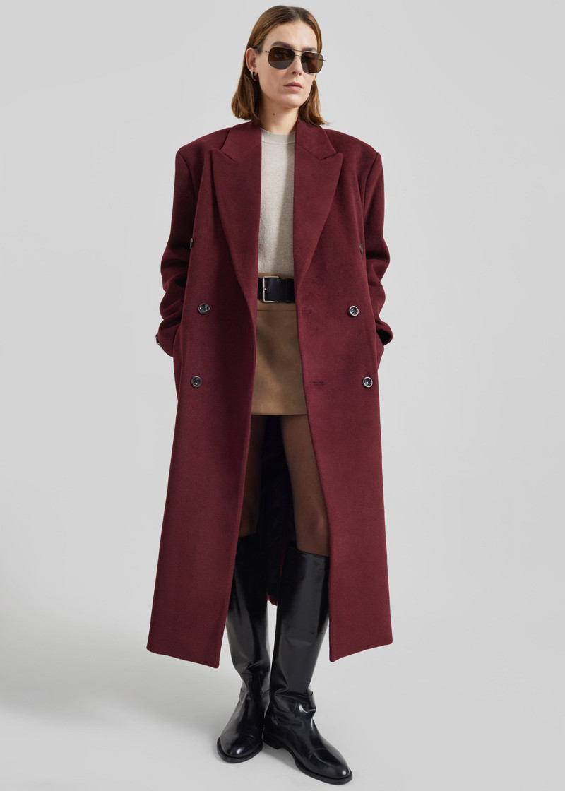 Skaila Double-Breasted Coat - Burgundy 7