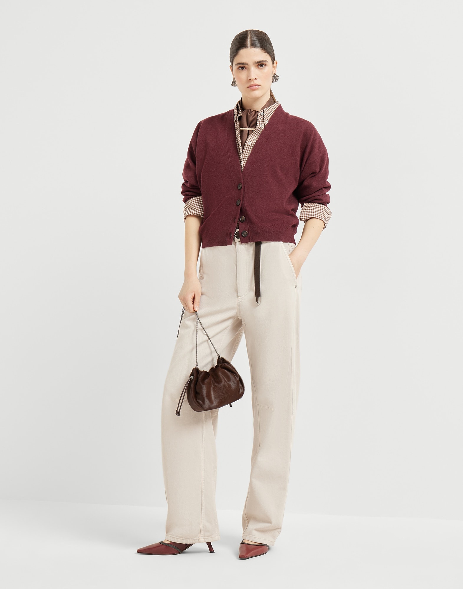 Cashmere cardigan with monili - 5