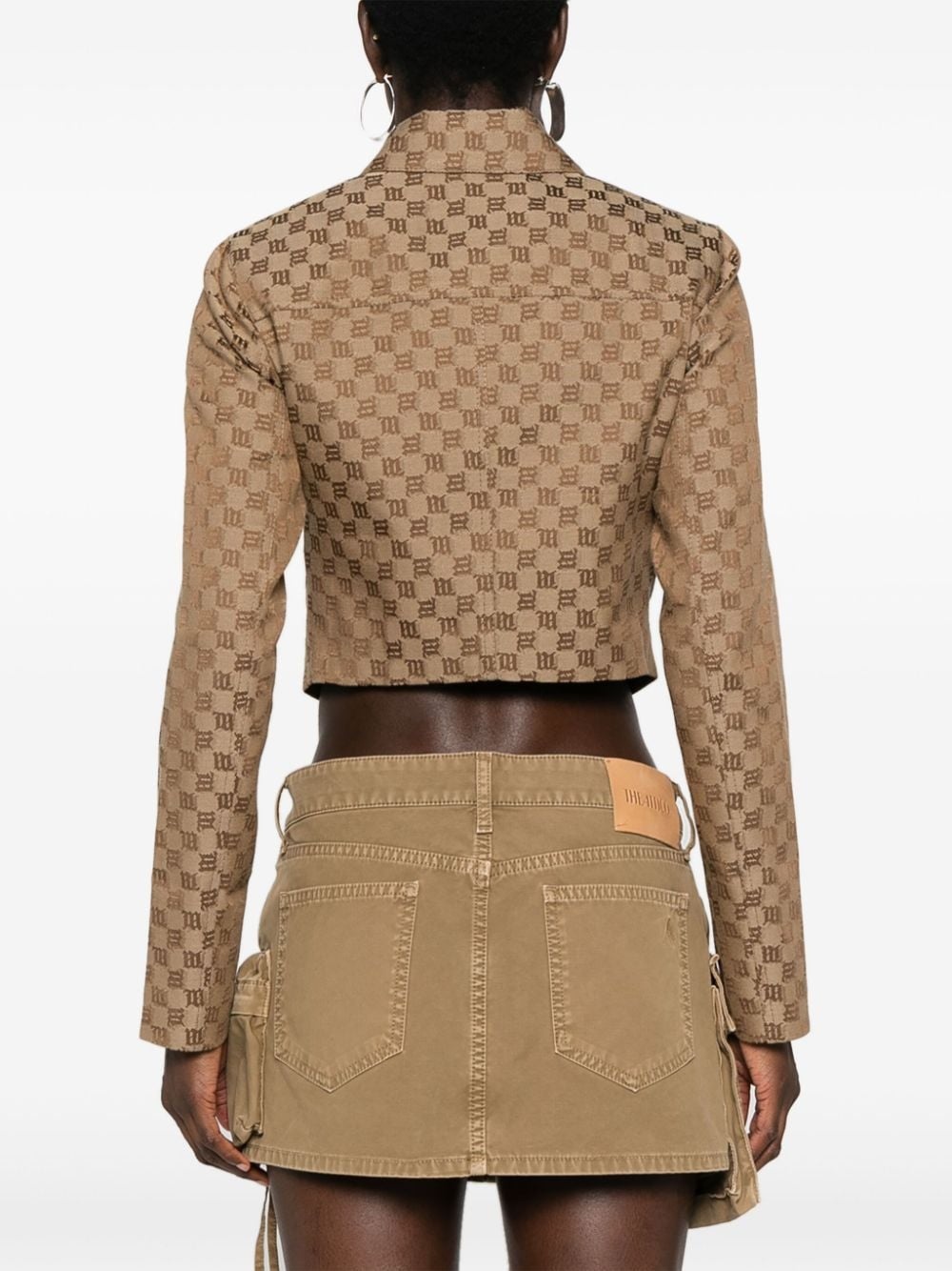 jacquard-monogram cropped jacket - 4