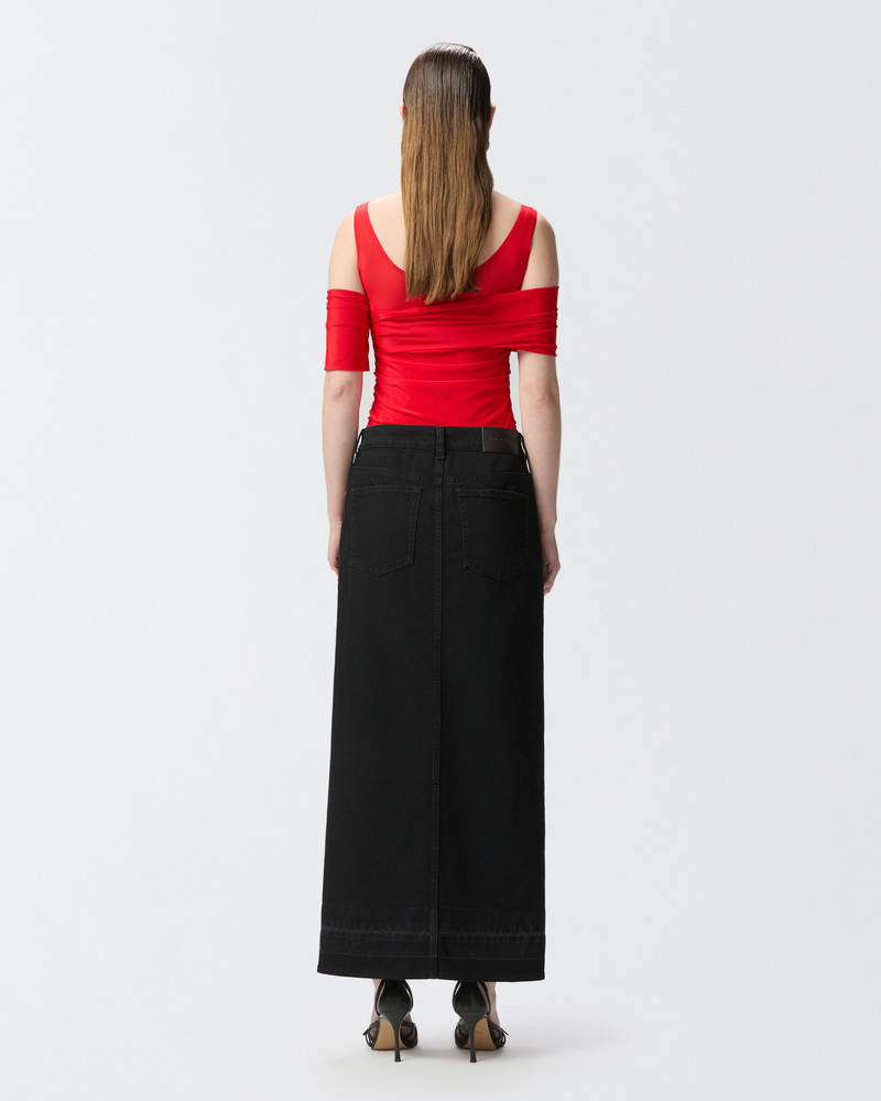 LONG SKIRT IN BLACK DENIM WITH SLIT 4