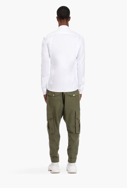 Khaki cotton cargo pants - 3