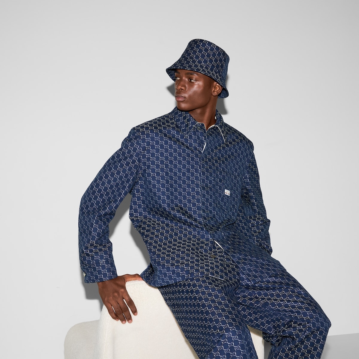 Cotton jacquard jacket with GG Shadow - 6