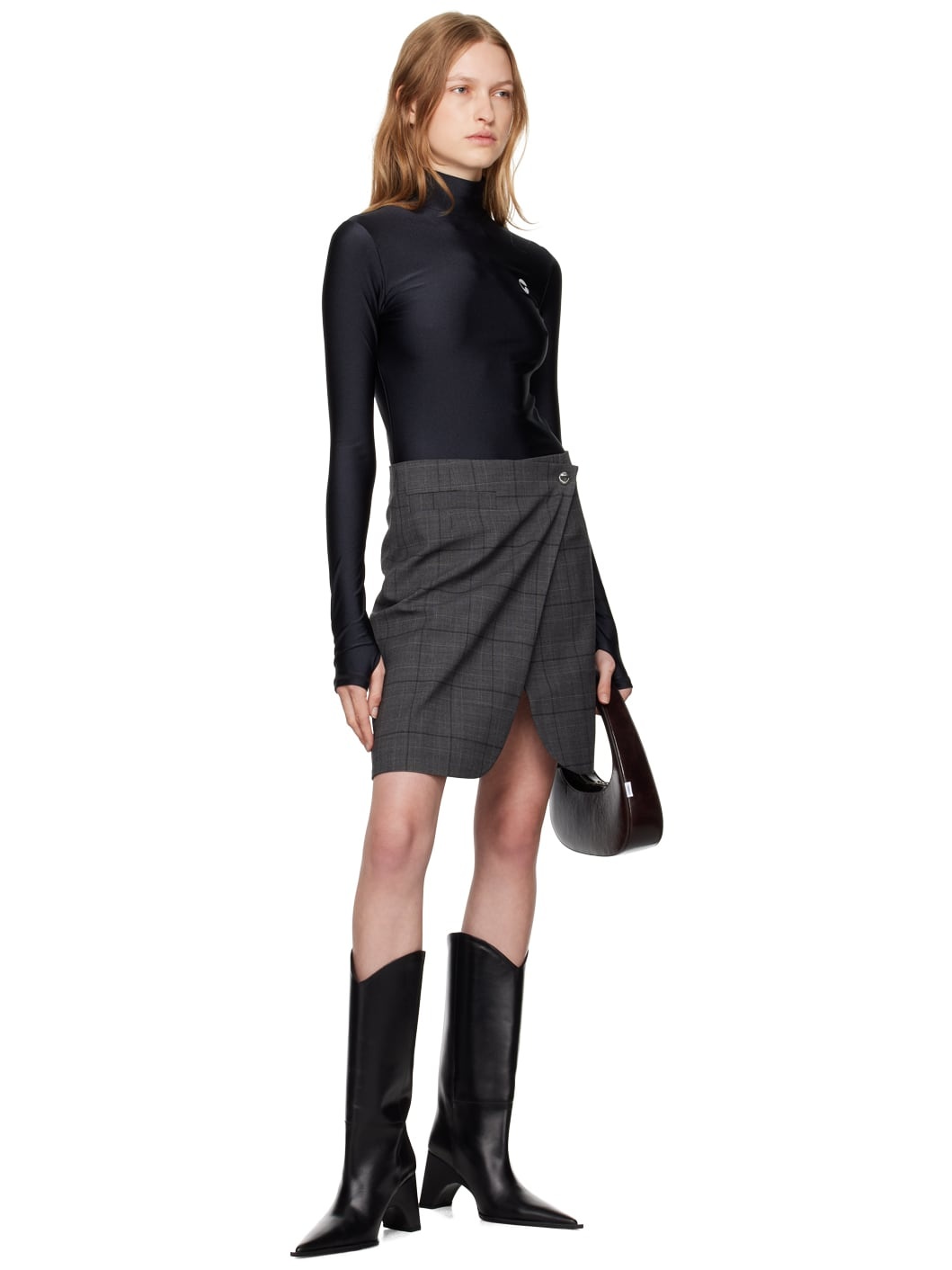 Gray Wrap Miniskirt - 4