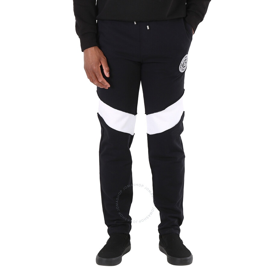 Balmain Men's Black/White Monogram-patch Cotton Joggers - 3