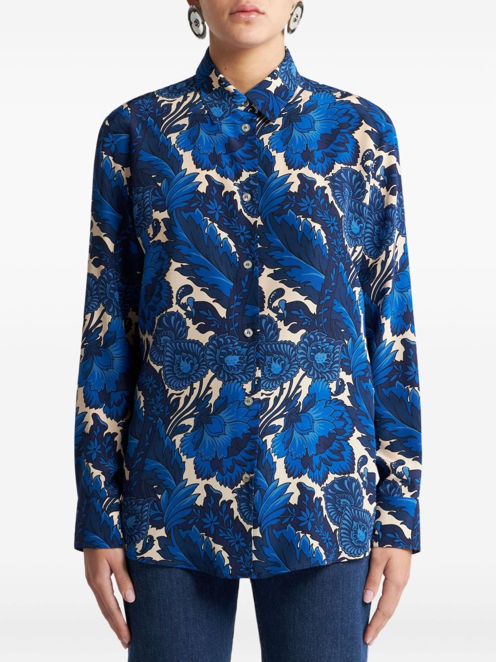 floral-print button-up shirt - 2
