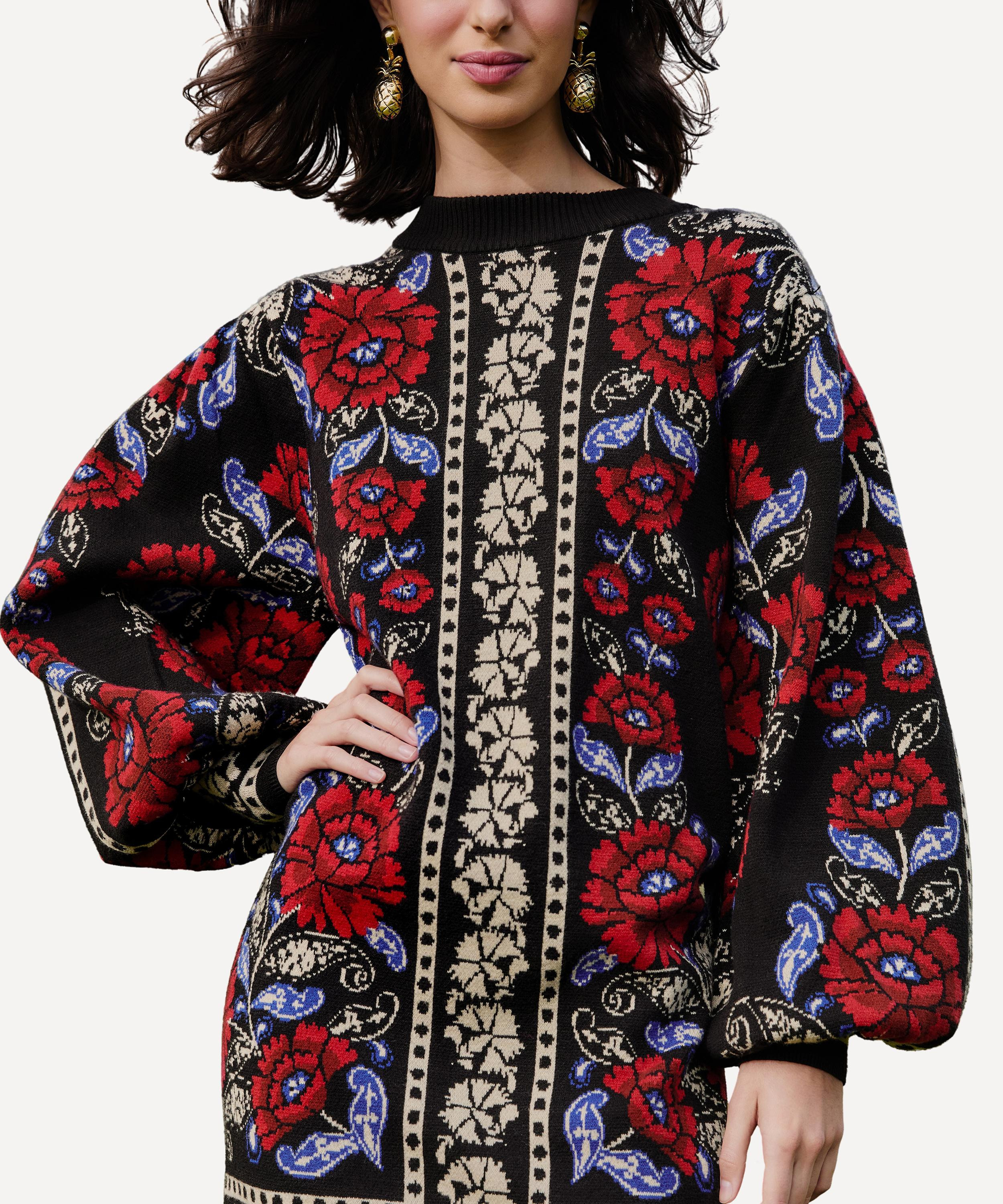 Black Mixed Valentina V-Neck Knit Dress - 3