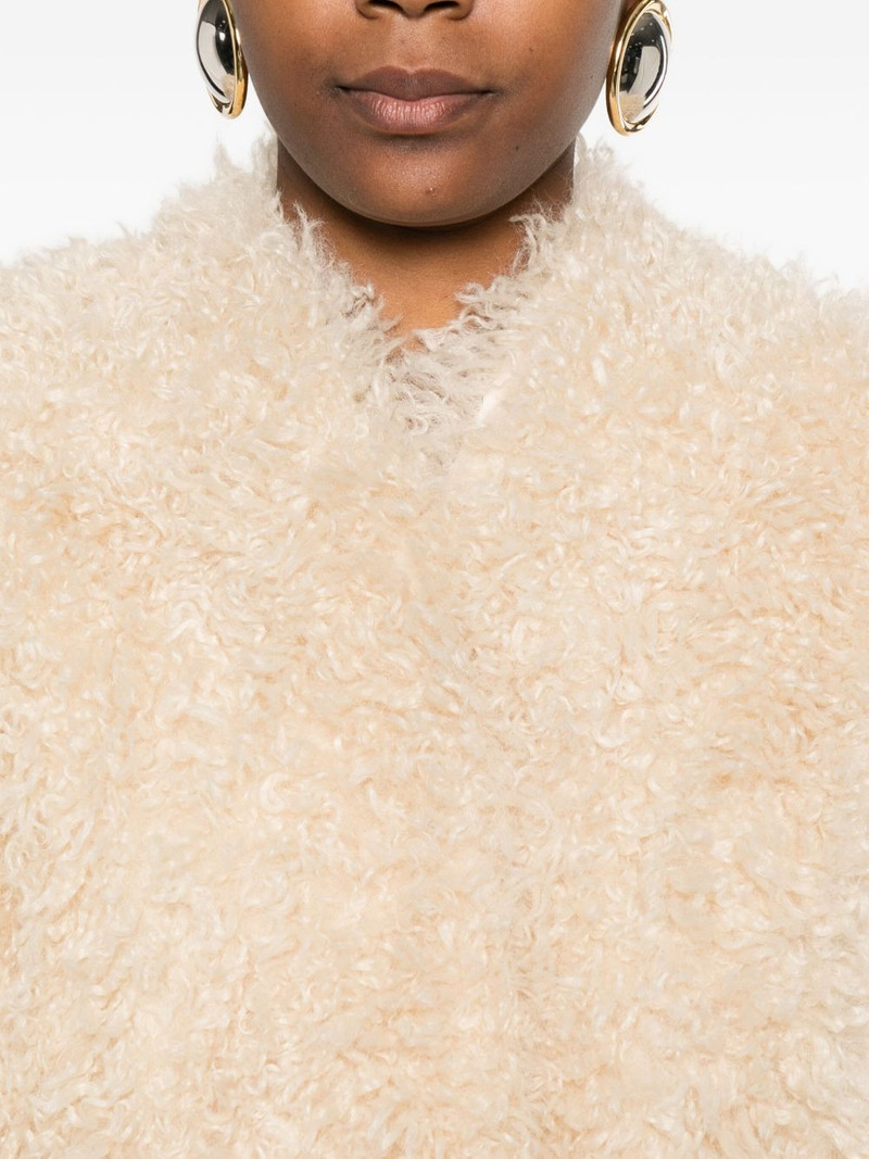 long-sleeved faux-fur coat 5