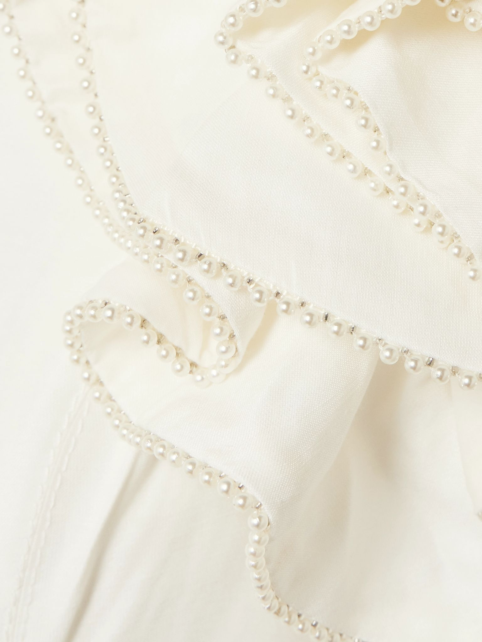 Twyla ruffled faux pearl-embellished crepe midi dress Ivory - 4
