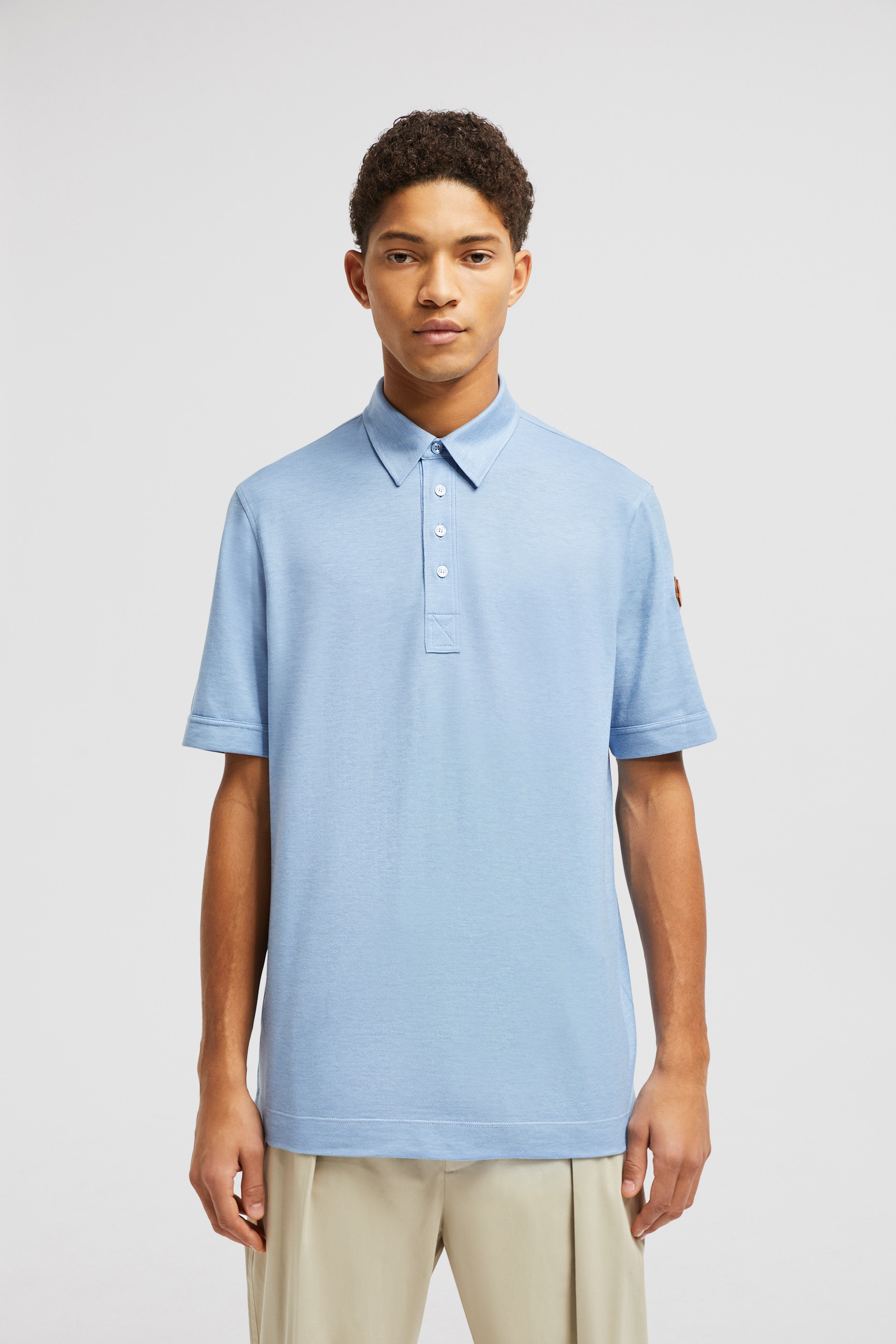 Double Leather Logo Cotton Polo Shirt - 3