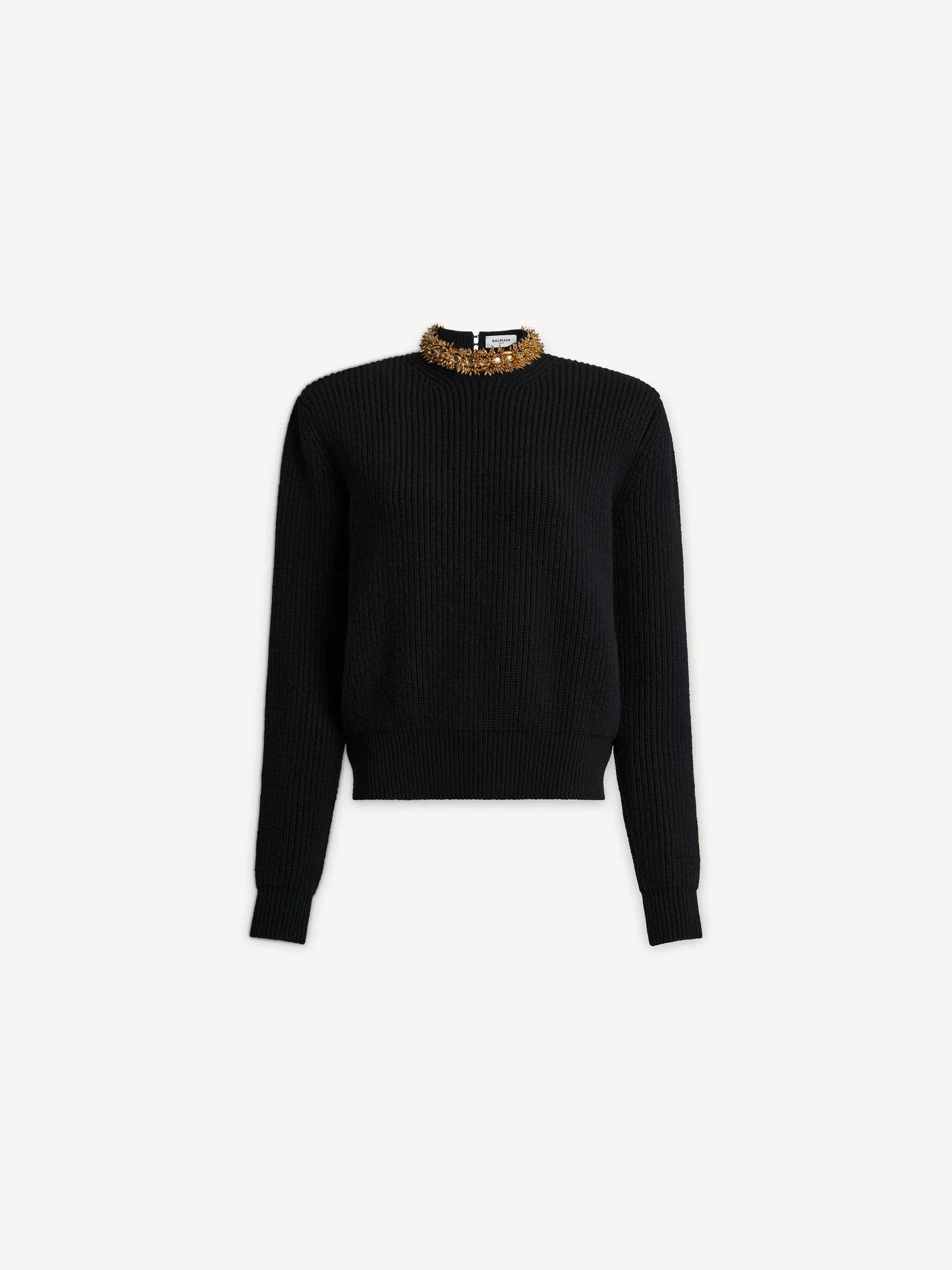 Cashmere jumper with removable embroidered trim - 1