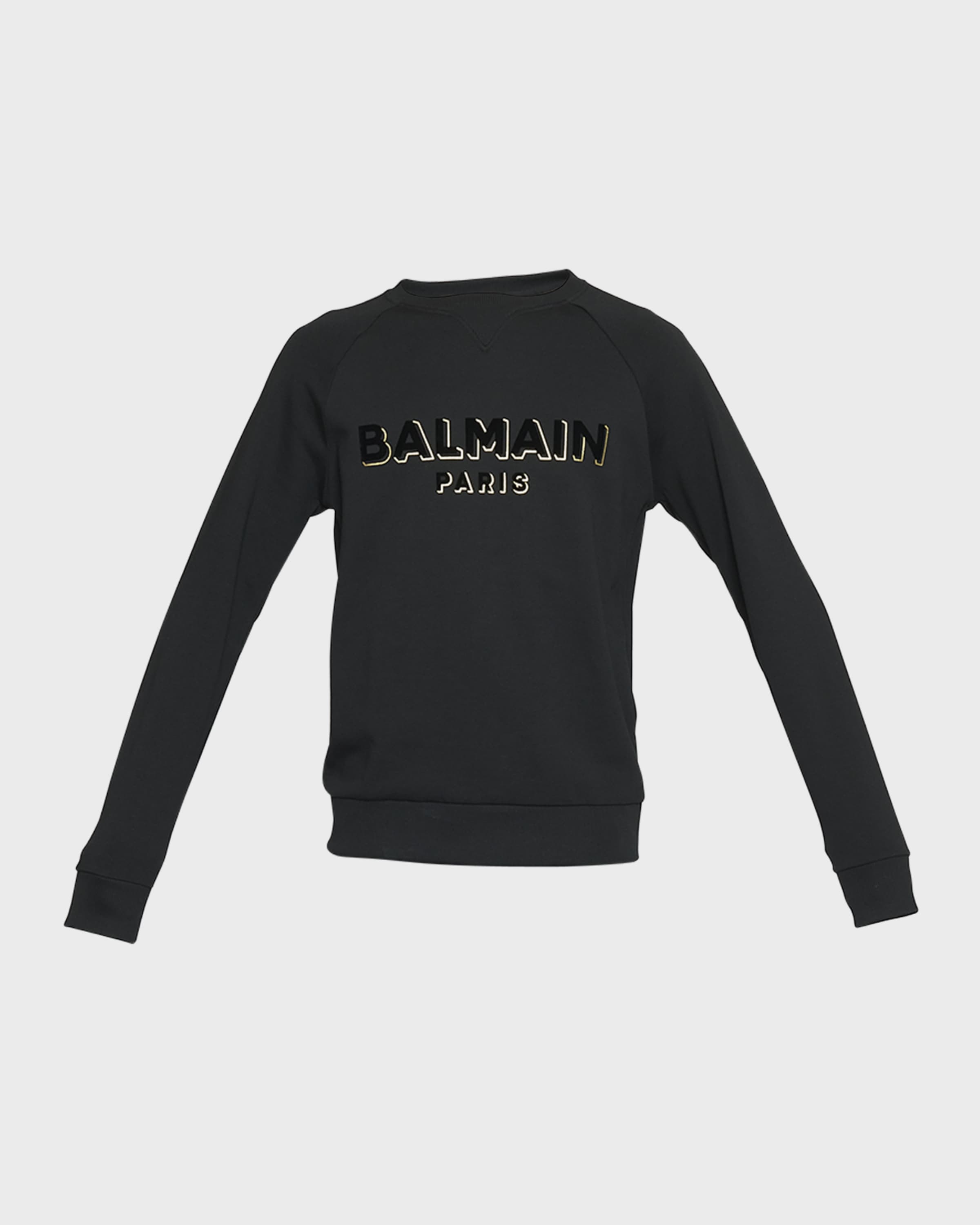 Balmain All Over Flock Logo Monogram Print Black T-shirt - T