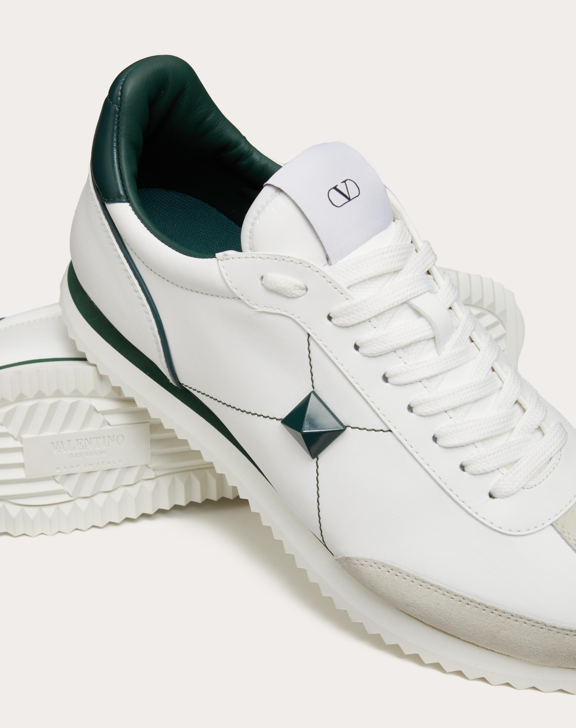 STUD AROUND LOW-TOP CALFSKIN AND NAPPA LEATHER SNEAKER - 5