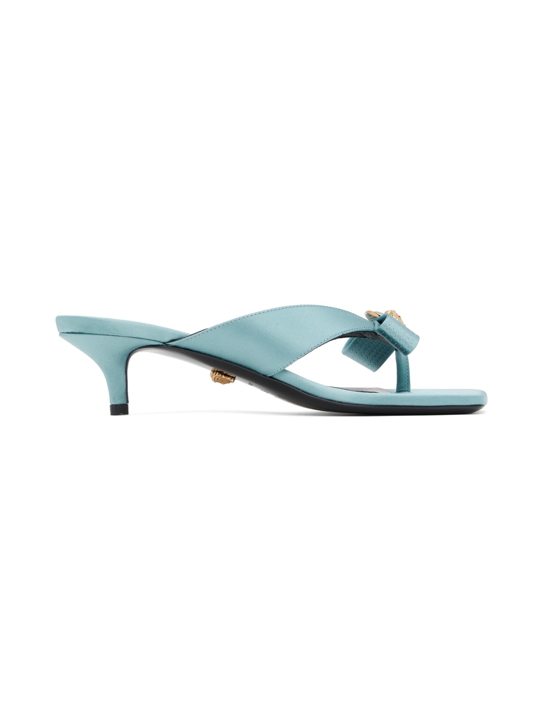 Blue Gianni Ribbon Low Satin Mules - 1