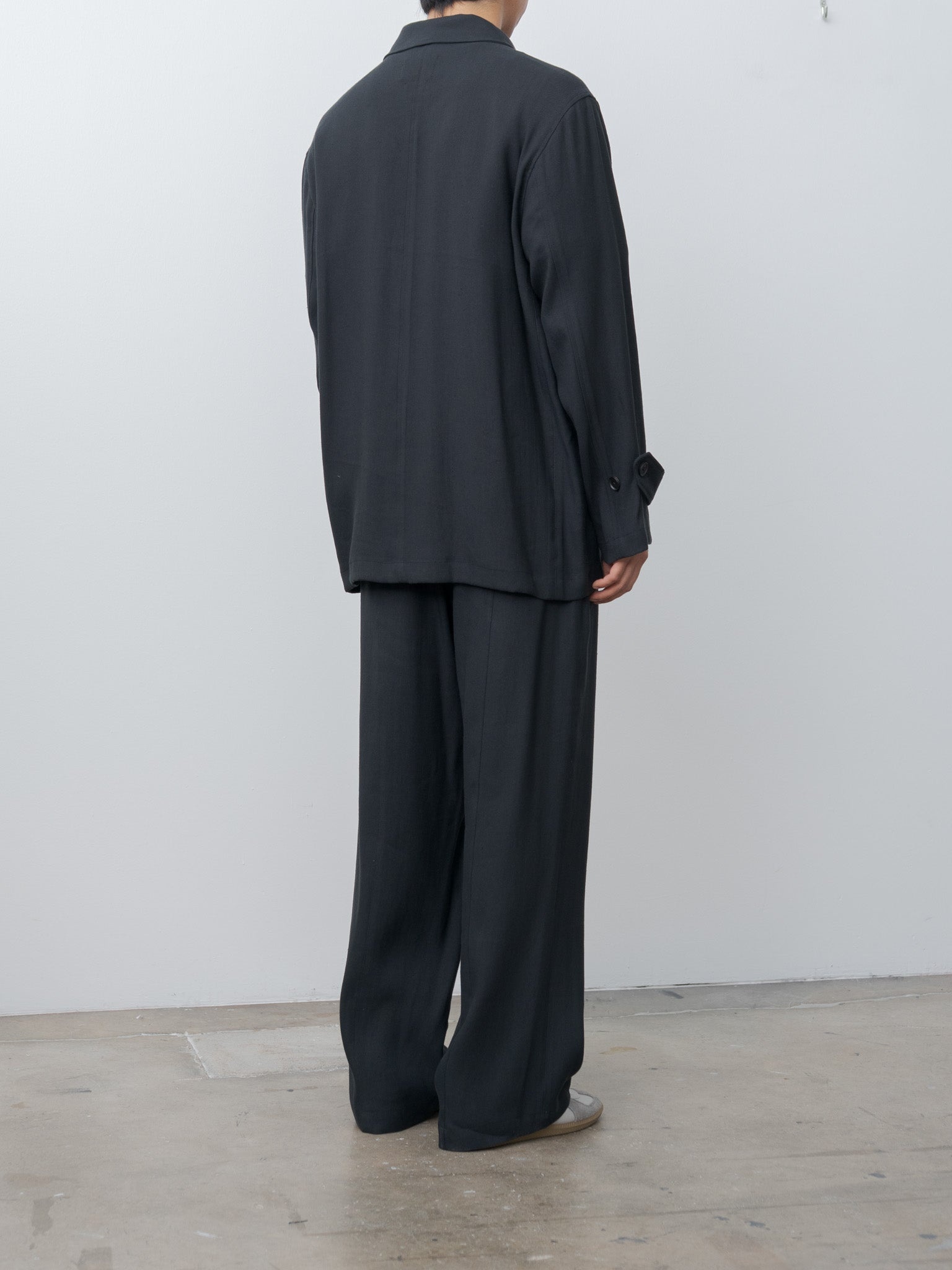 Linen Acetate Zip Blouson - Black - 6