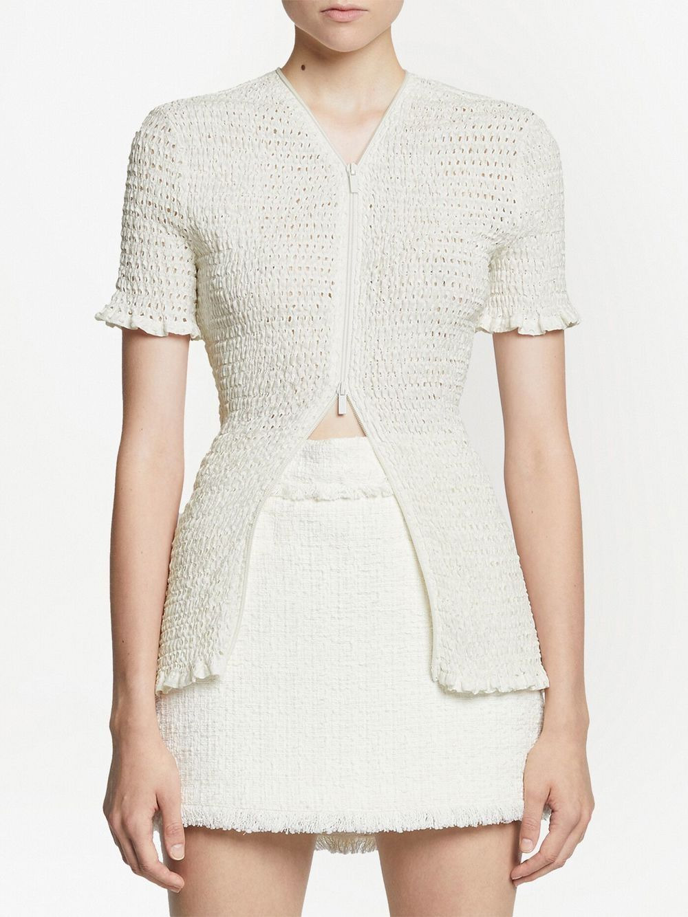 crochet zip-front blouse - 5