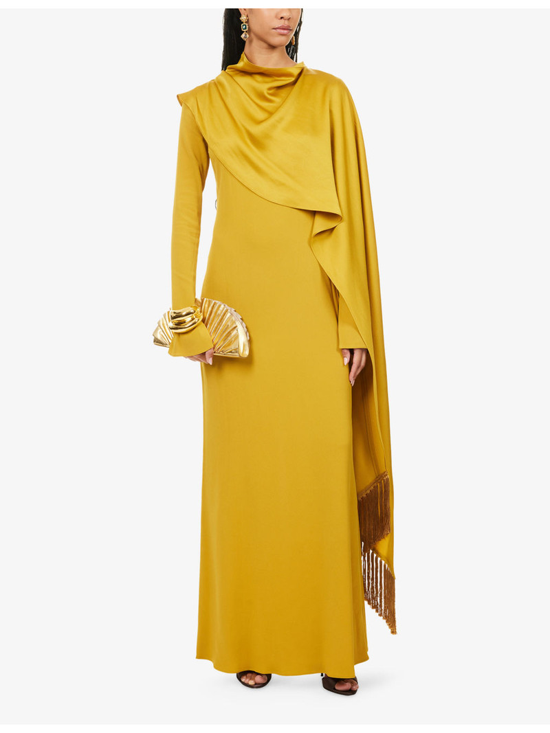 Taller Marmo Mounia Fringed Stretch-Woven Maxi Dress outlook