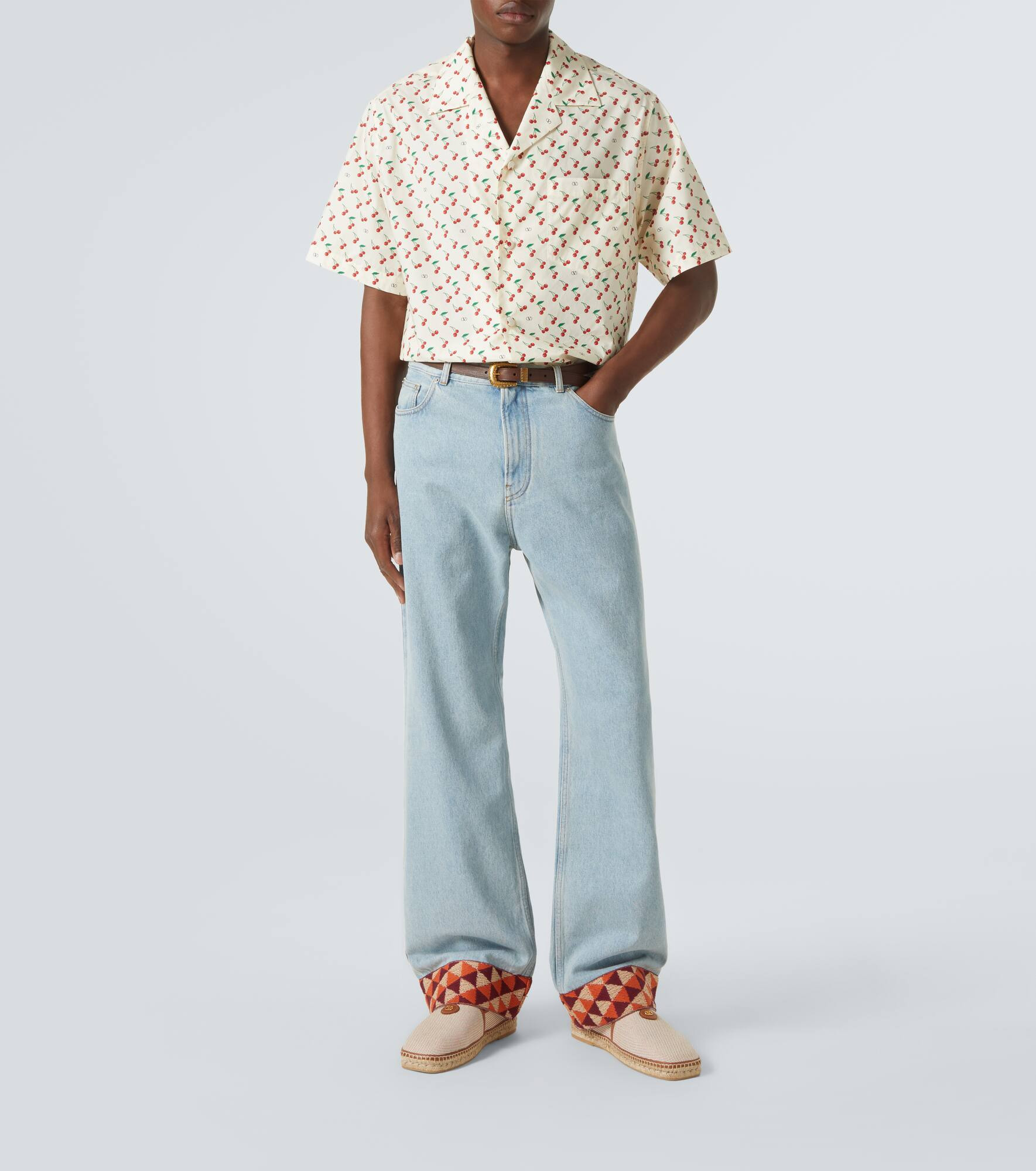 VLogo leather-trimmed canvas espadrilles - 2