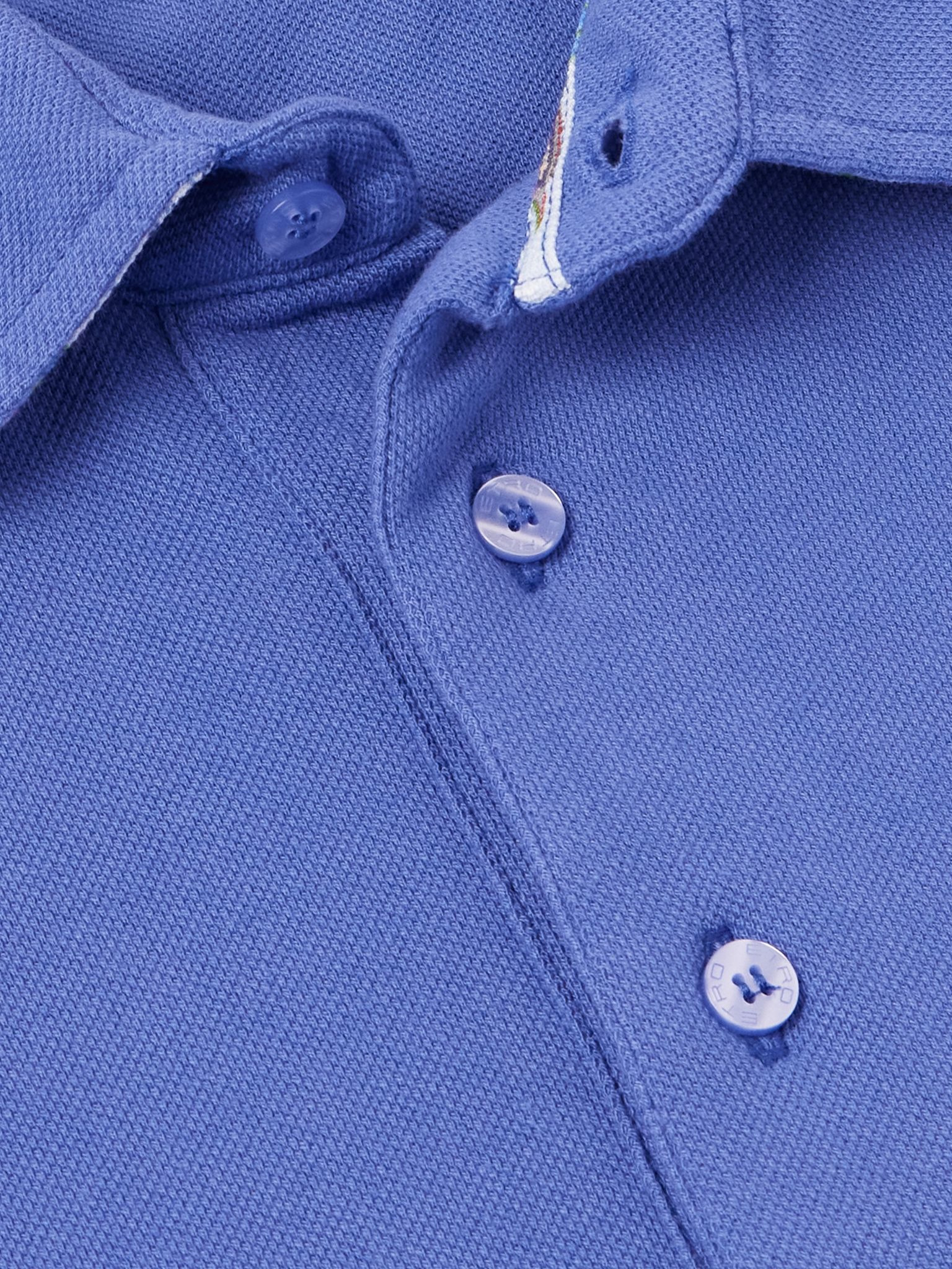 Logo-Embroidered Cotton-Piqué Polo Shirt Blue - 4