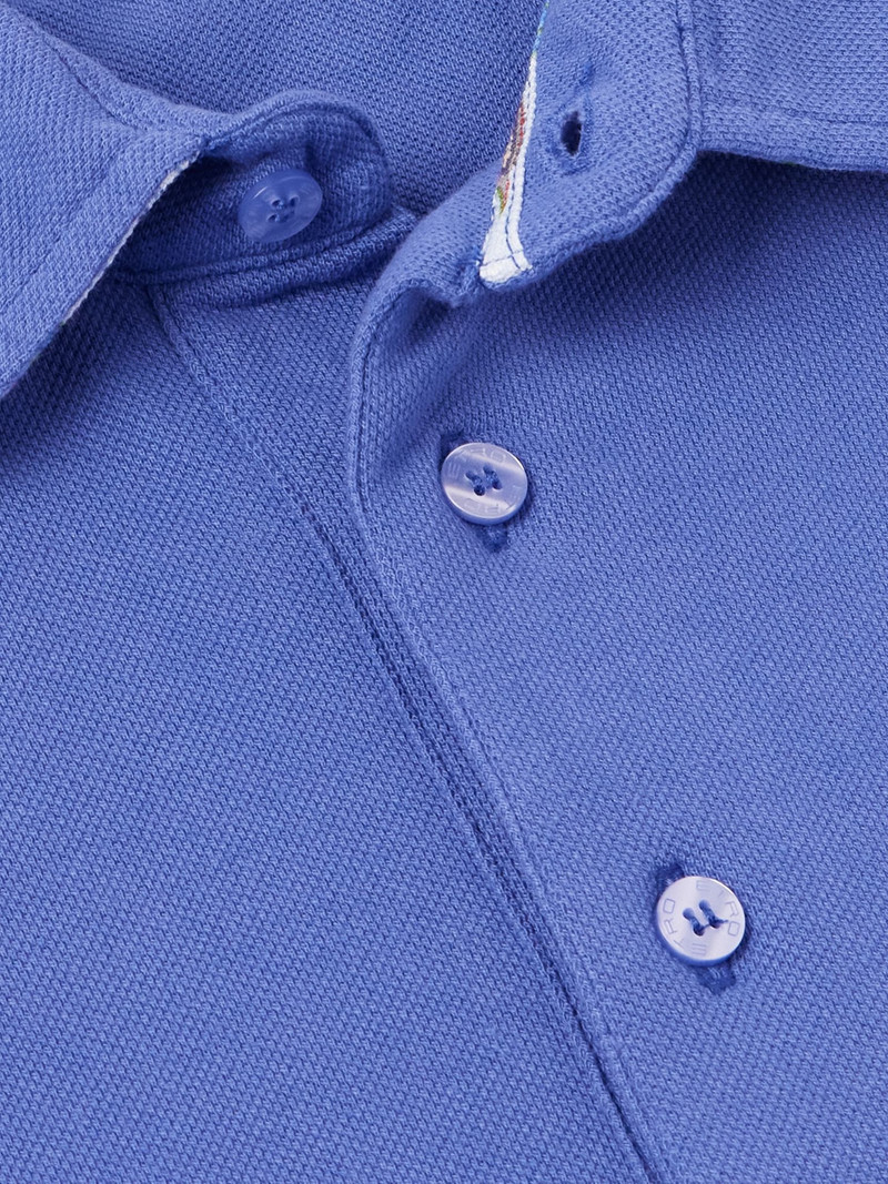 Logo-Embroidered Cotton-Piqué Polo Shirt Blue 4