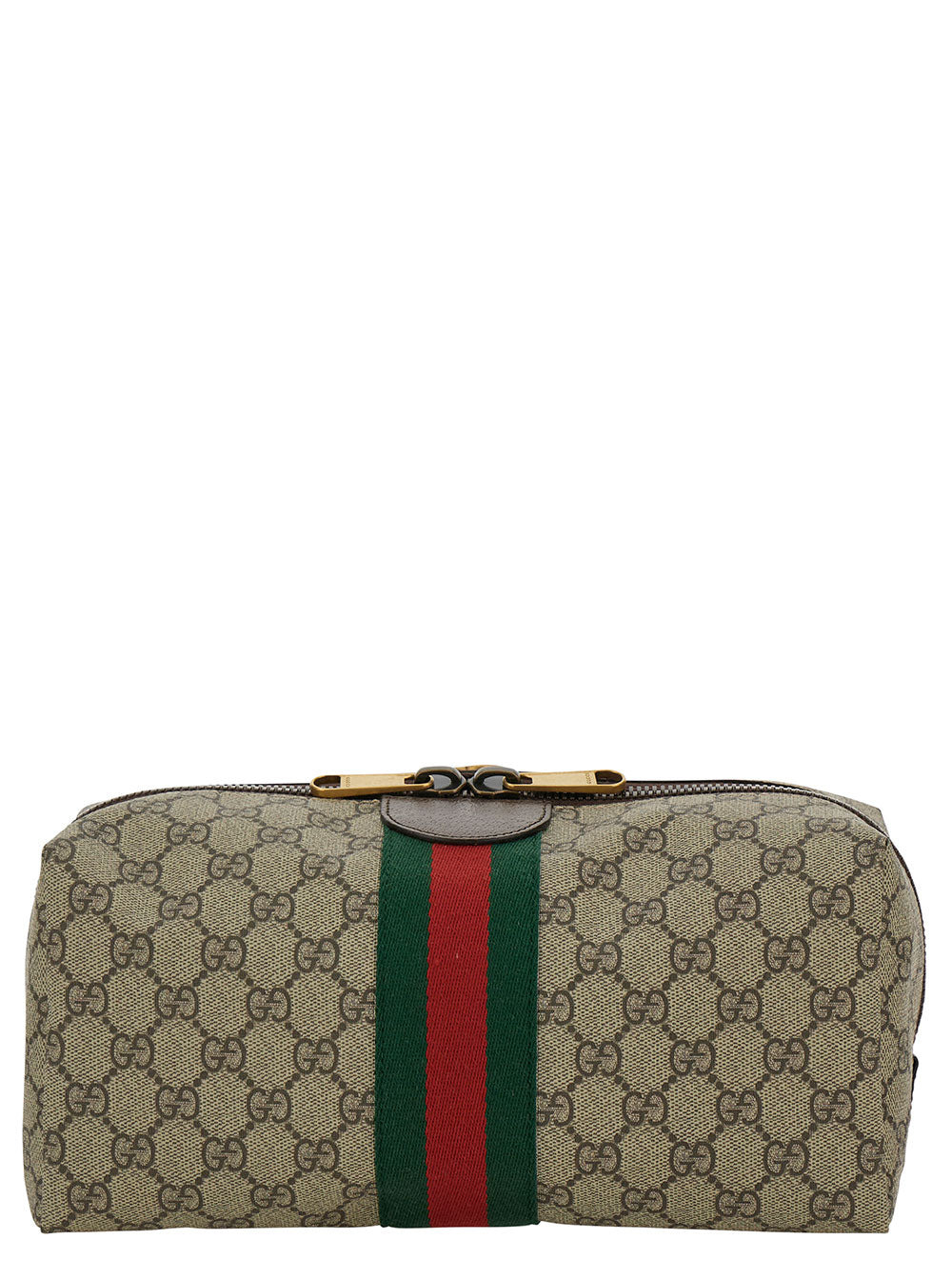 Gucci Men Beige And Ebony Beauty Case With Web Detail And Logo Detail In Gg Supreme Canvas Man - 4