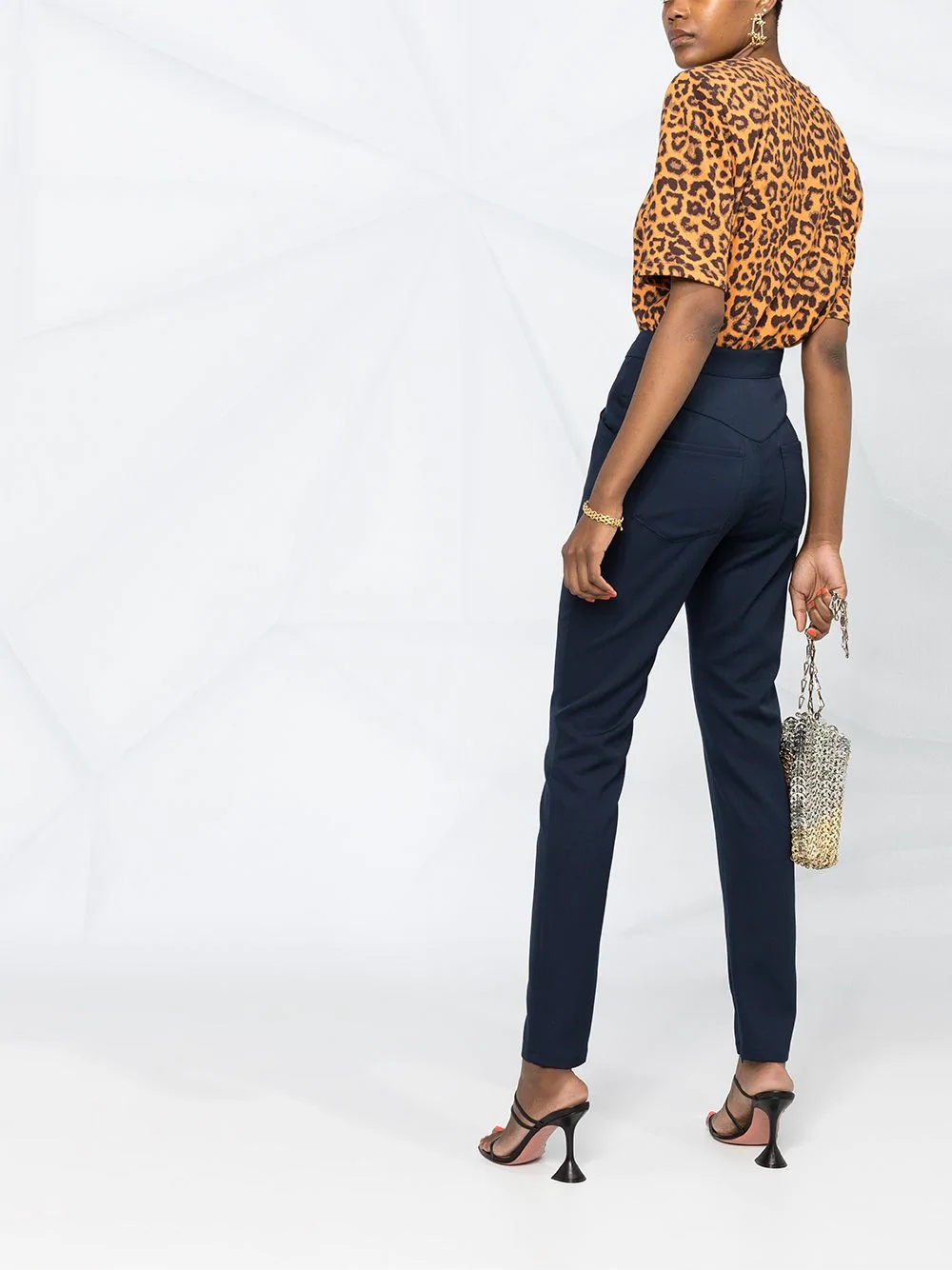 high-waisted raw-hem trousers - 4