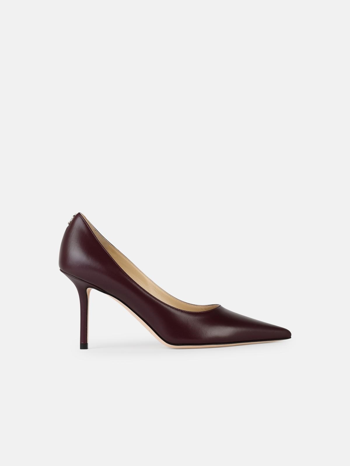 'LOVE 85' BURGUNDY LEATHER PUMPS - 1