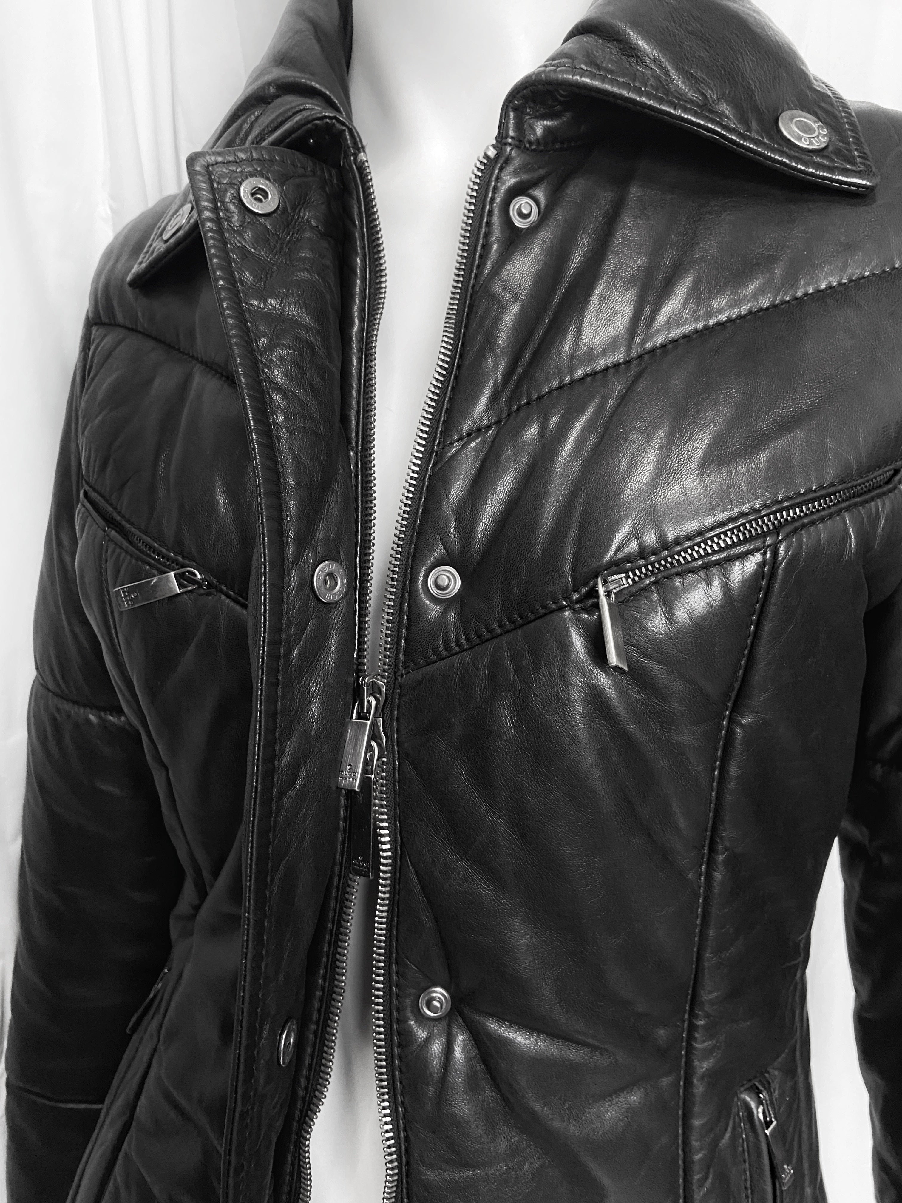 Gucci Fall 1998 Tom Ford Lambskin Leather Quilted Down Puffer Jacket 40 - 10
