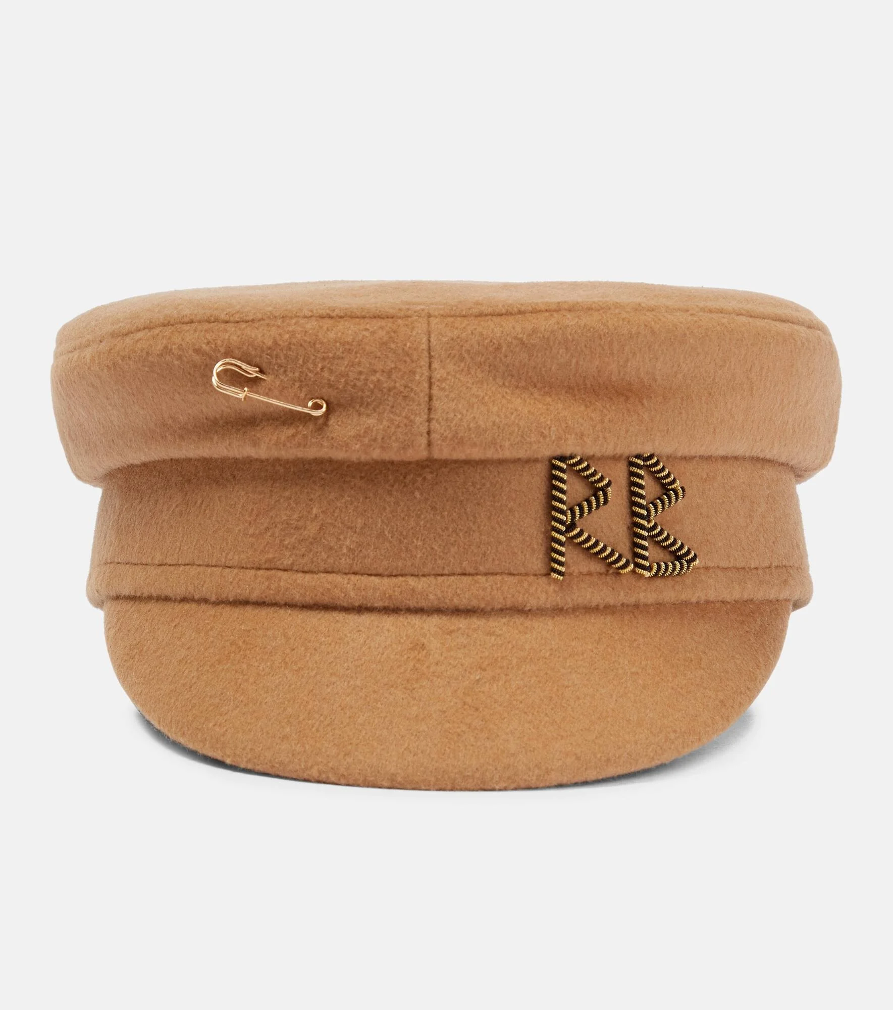 Embroidered wool baker boy hat - 1
