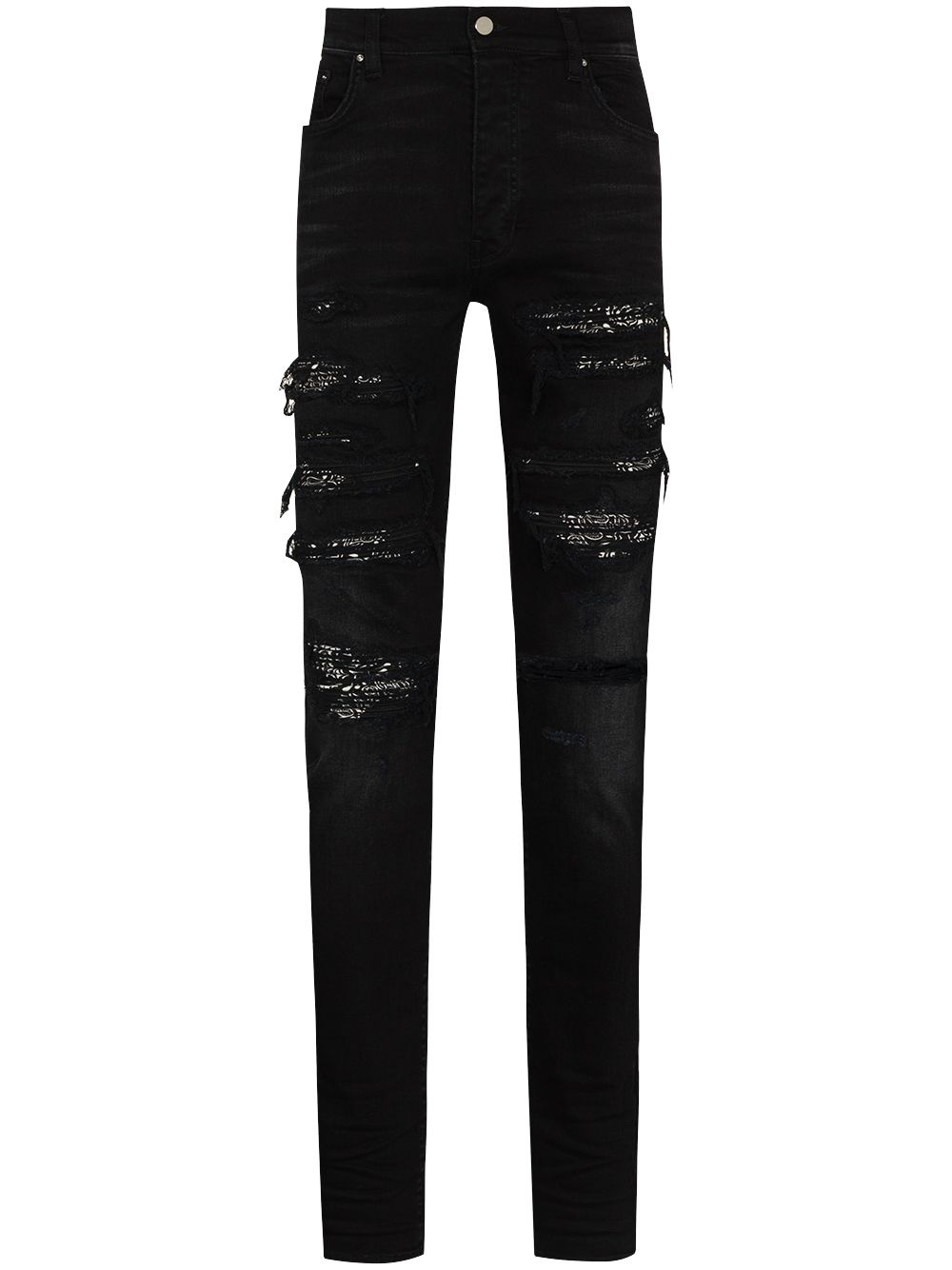 bandana-layer skinny jeans - 1