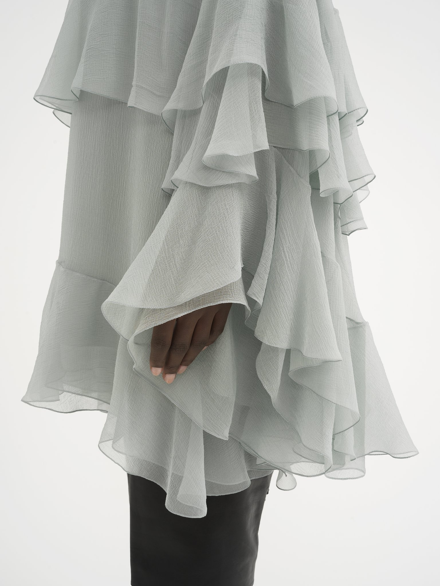 MINI RUFFLED DRESS IN SILK MOUSSELINE - 7