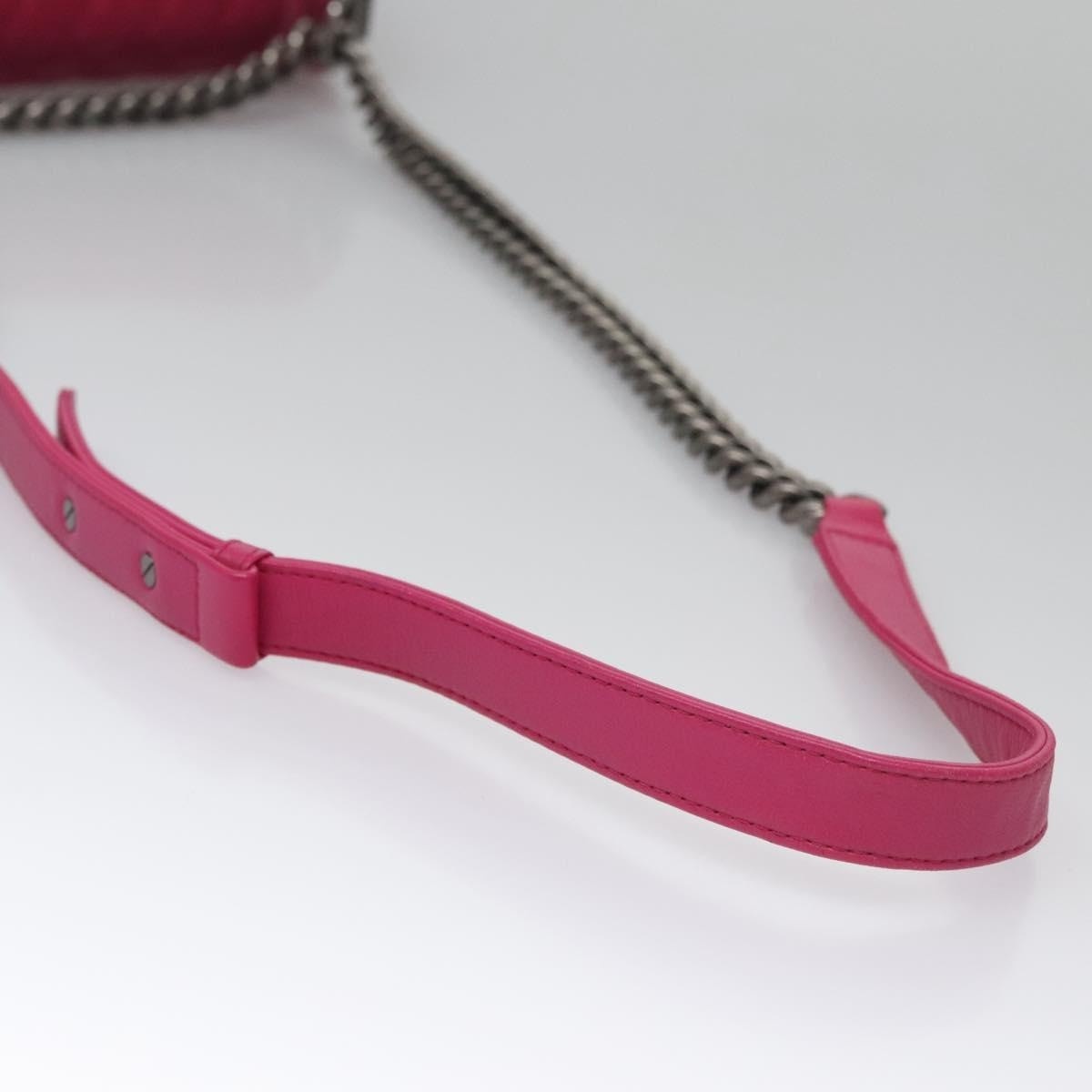 CHANEL Chain Boy CHANEL Matelasse Shoulder Bag Velor Pink CC - 7