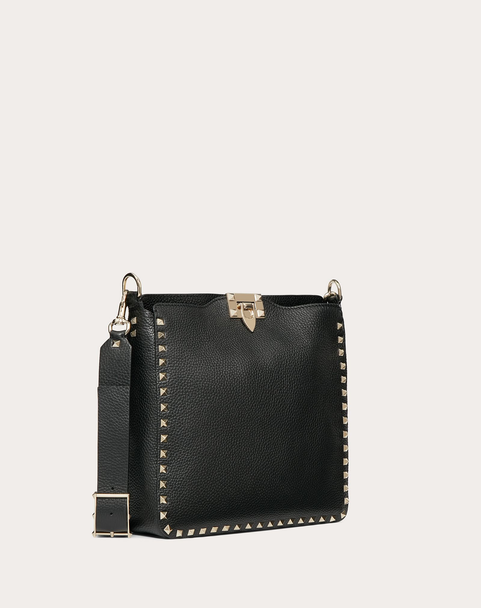 Small Rockstud Grainy Leather Hobo Bag - 2