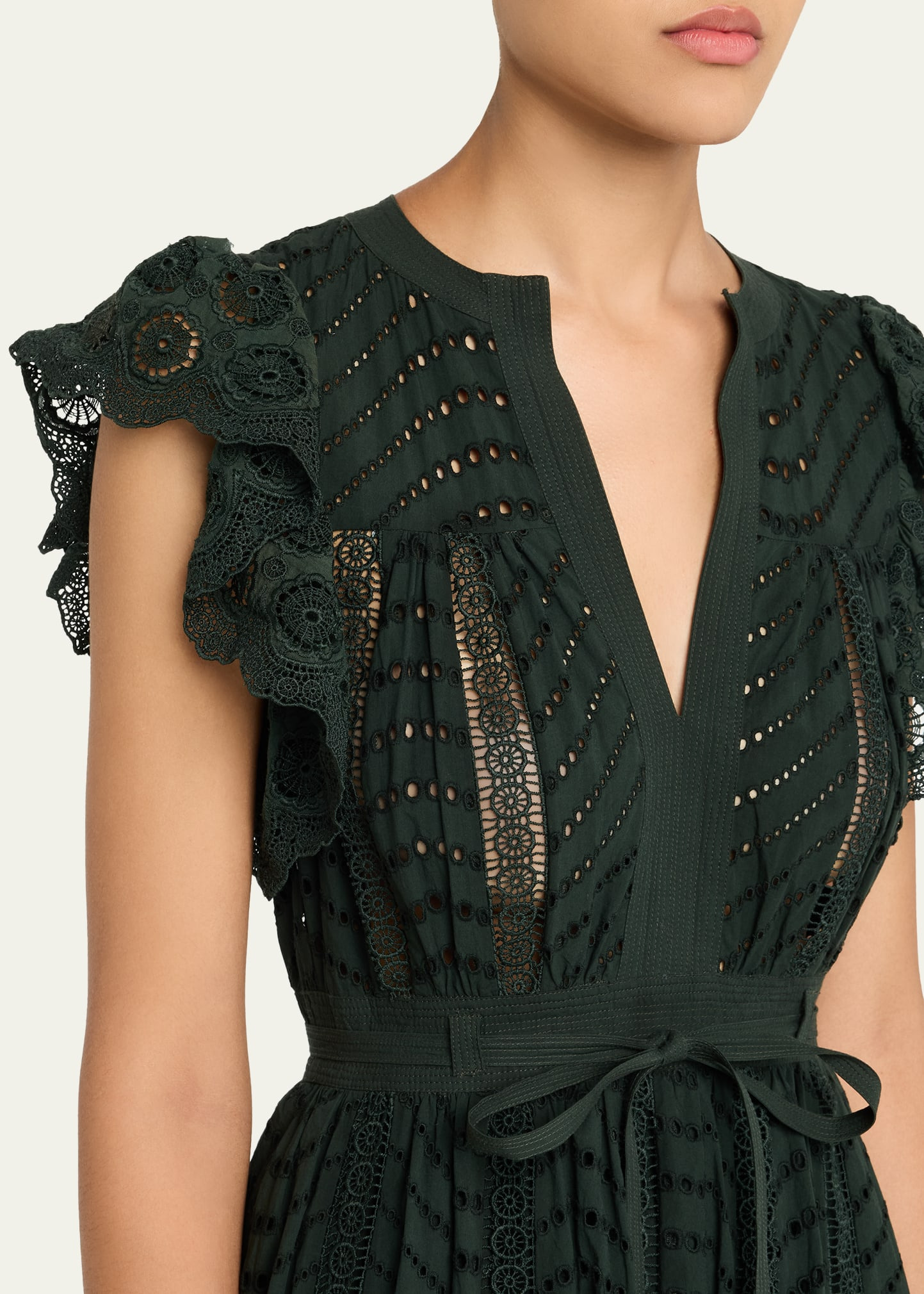 Olga Eyelet Flutter-Sleeve Midi Dress - 5