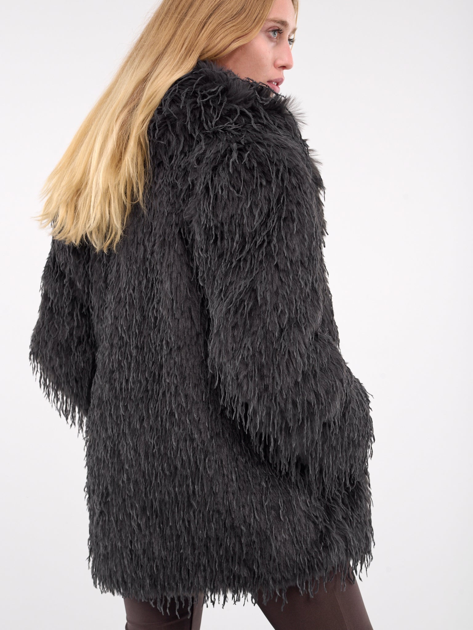 Double-Breasted Faux Fur Jacket - 4