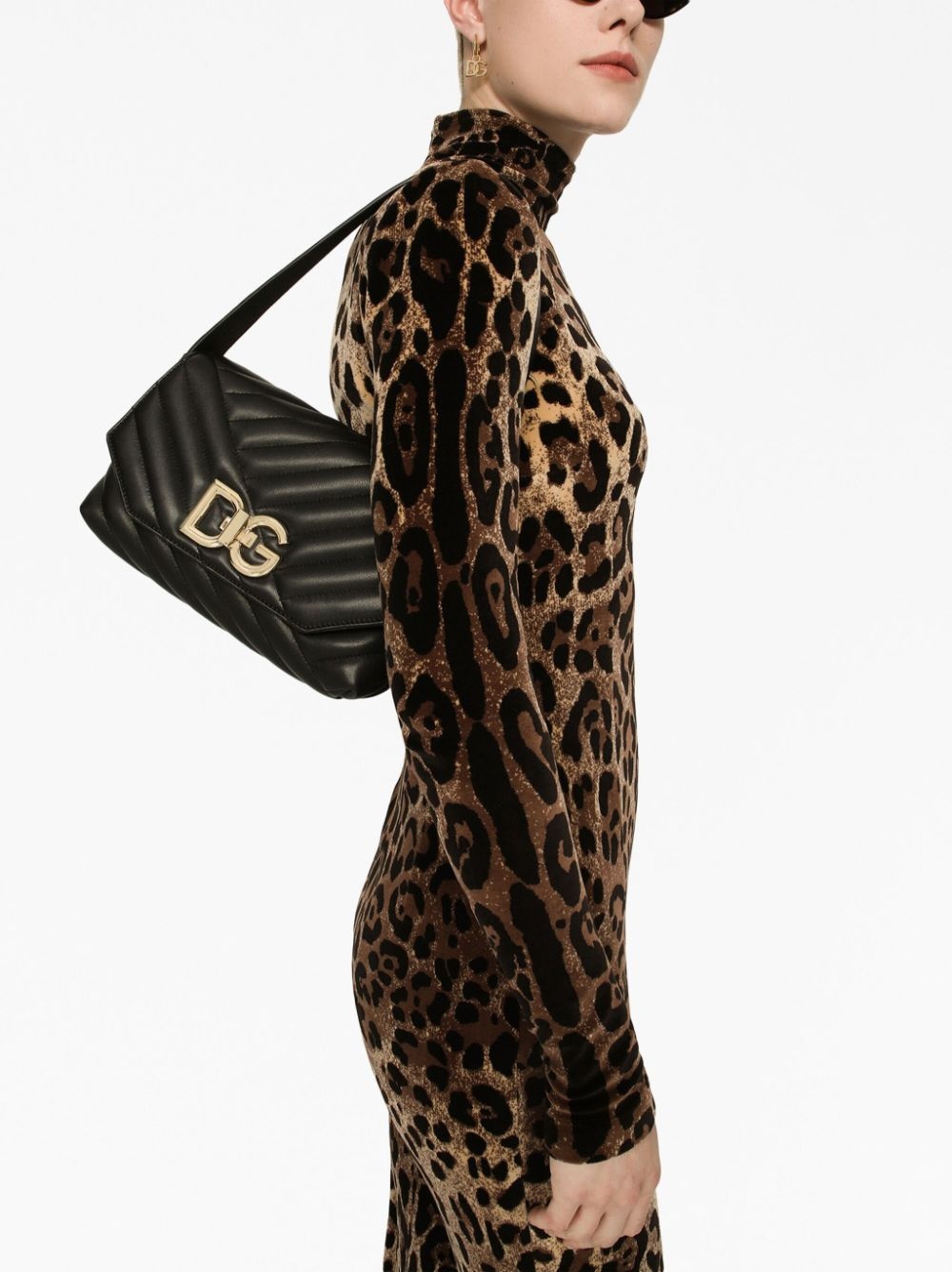 logo-buckle padded leather bag - 2