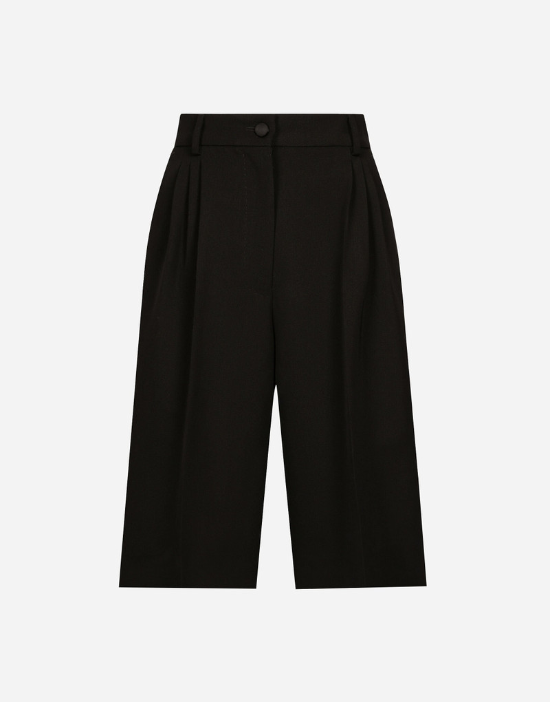 Wool gabardine tuxedo Bermuda shorts 1