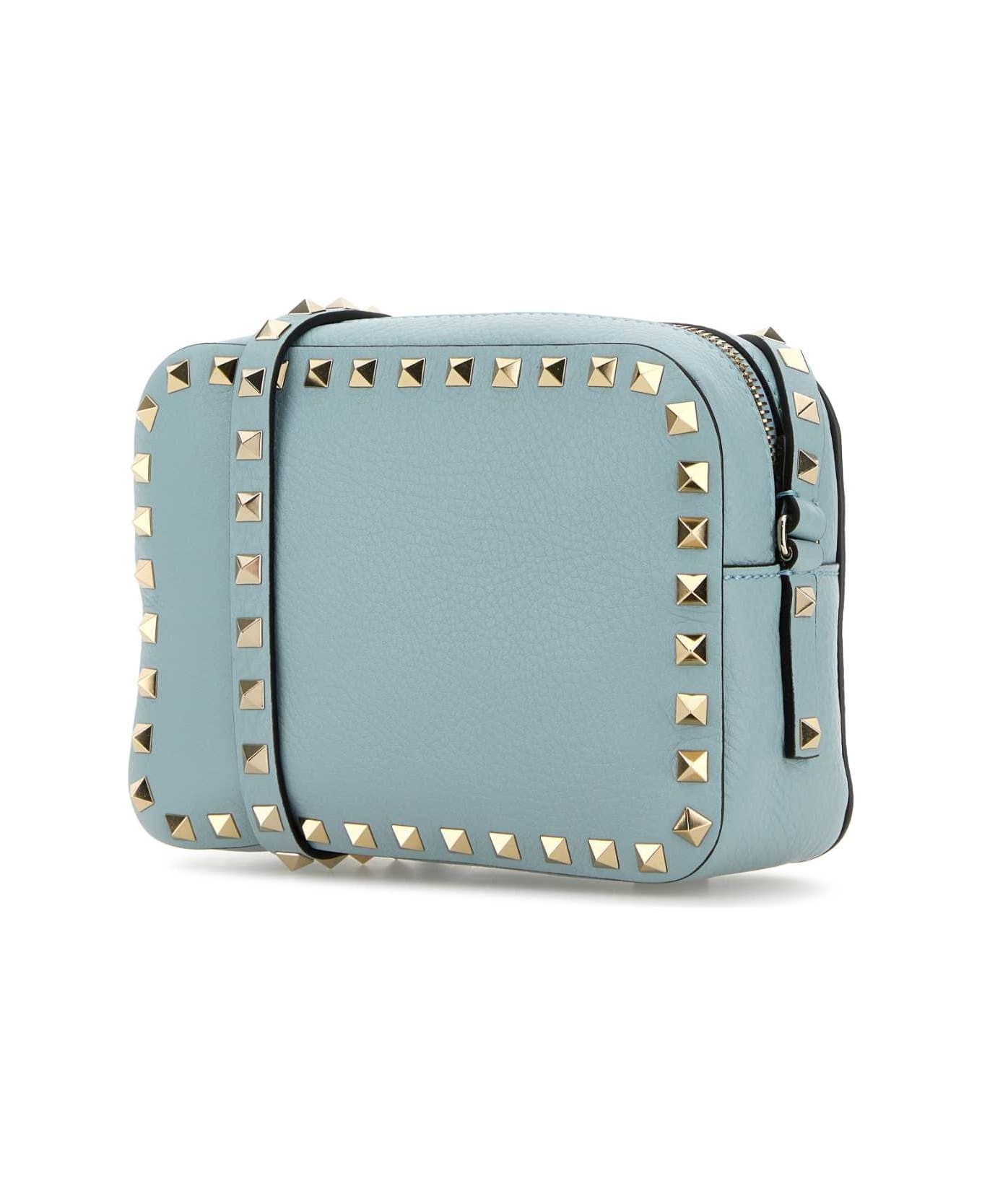 Light Blue Leather Rockstud Crossbody Bag - 2