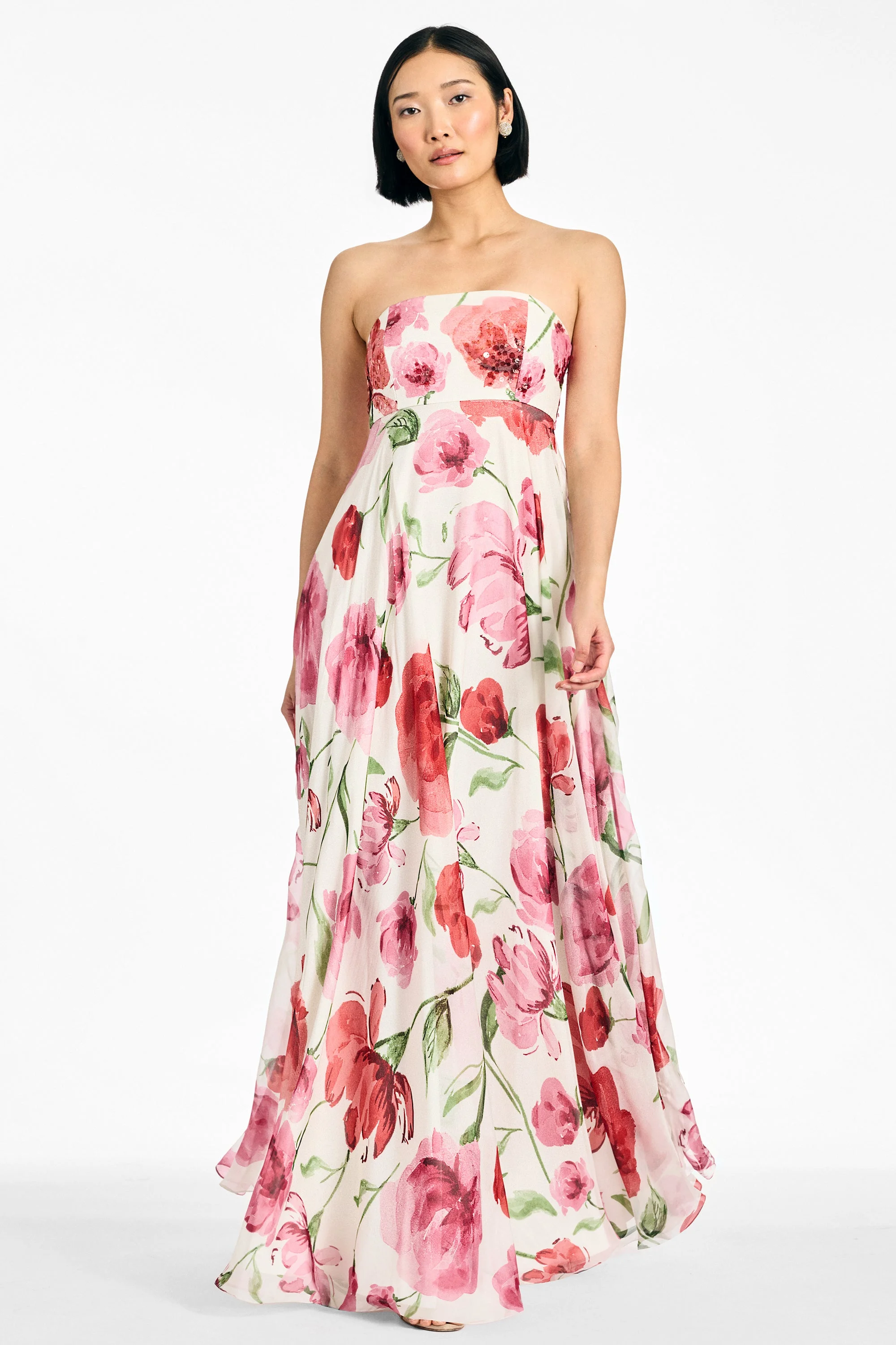 EMBELLISHED AMES GOWN - GRANDE WATERCOLOR POPPIES - 1