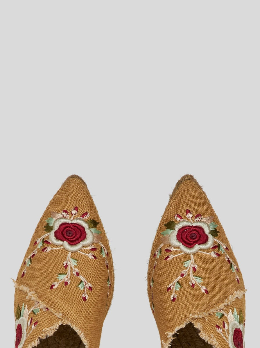 EMBROIDERED ESPADRILLE SLIDES - 2