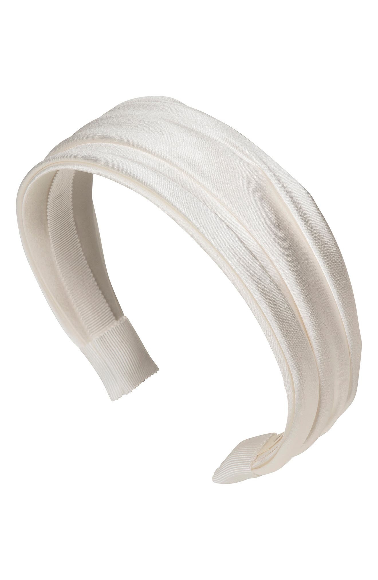 Jennifer Behr Natasha Ruched Satin Headband in Cream at Nordstrom - 1