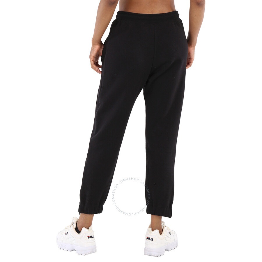 Reebok Ladies Black Logo-embroidered Track Pants - 6