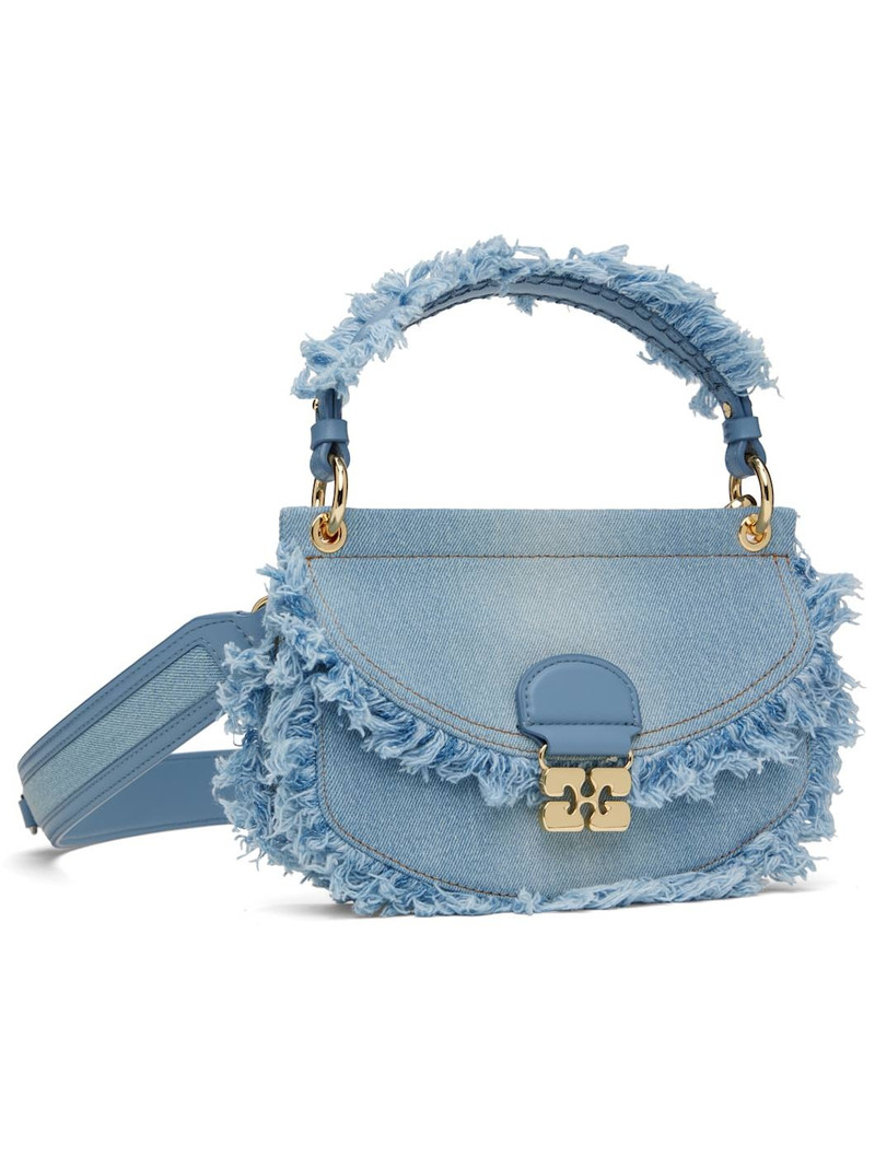 GANNI Blue Denim Mini Top Handle Apo-G Bag outlook
